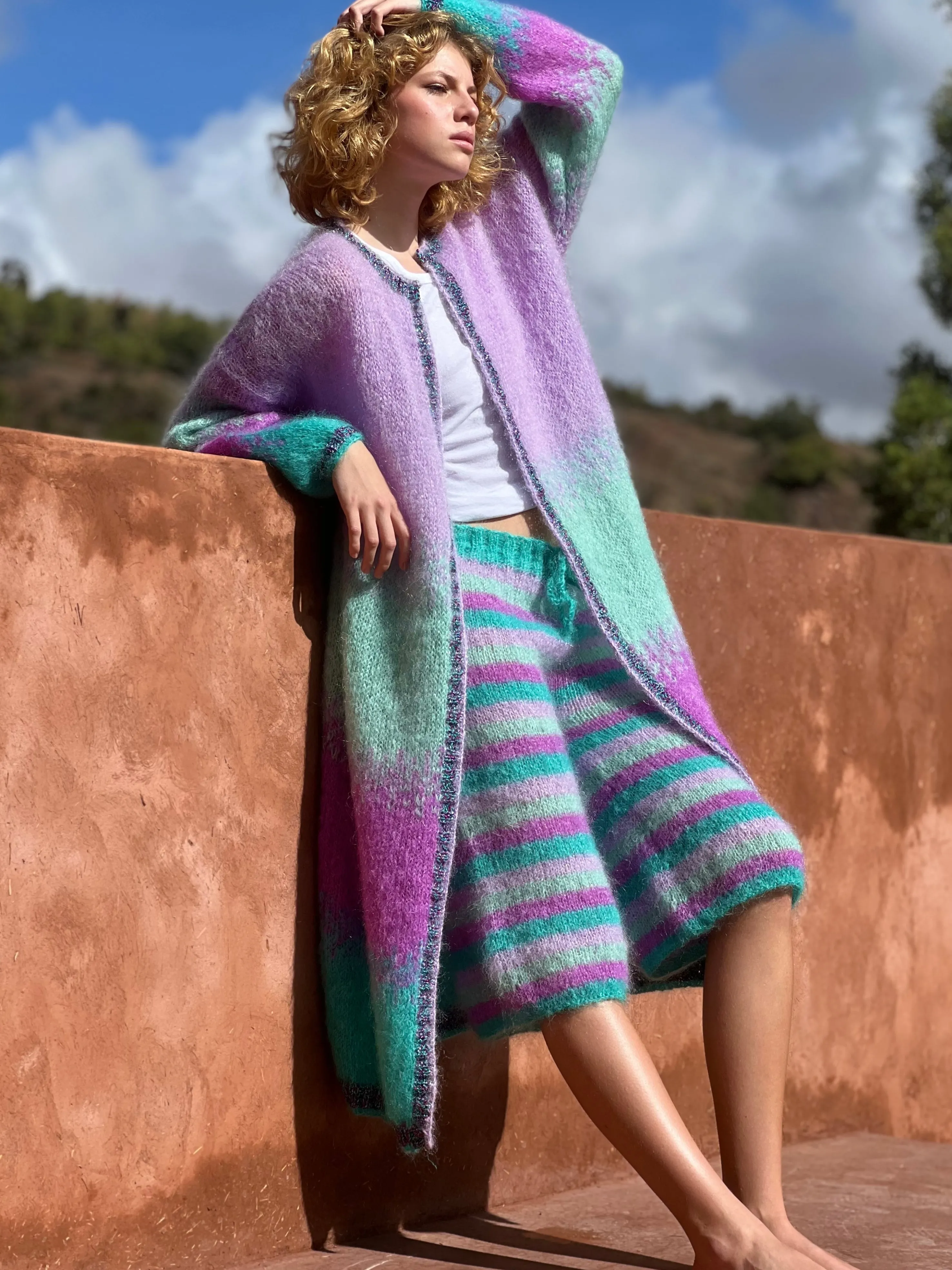 Rose Carmine Coats-COAT TIE&DYE SIRENE