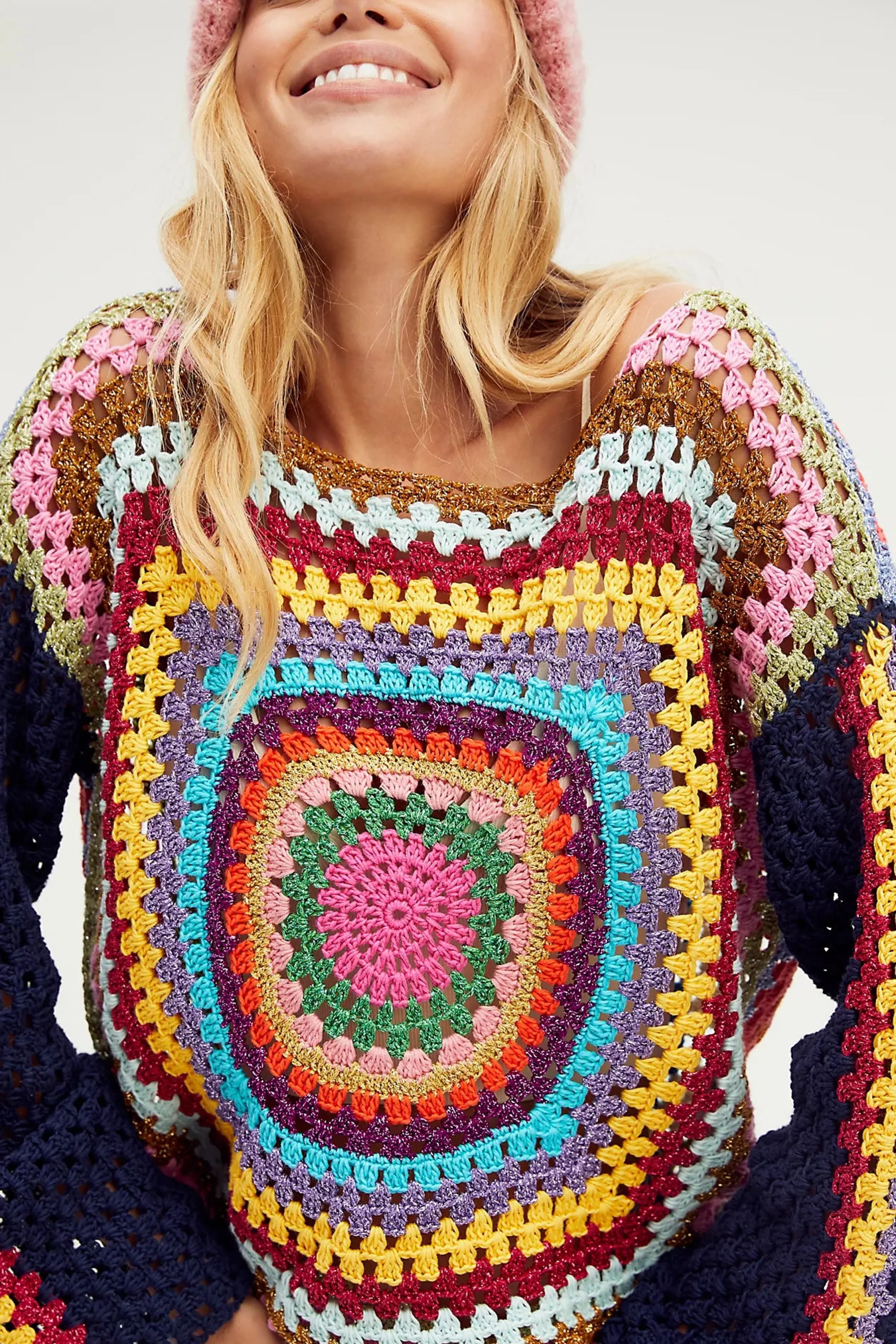 Rose Carmine Iconics|Sweaters-NAVY PATCHWORK SWEATER