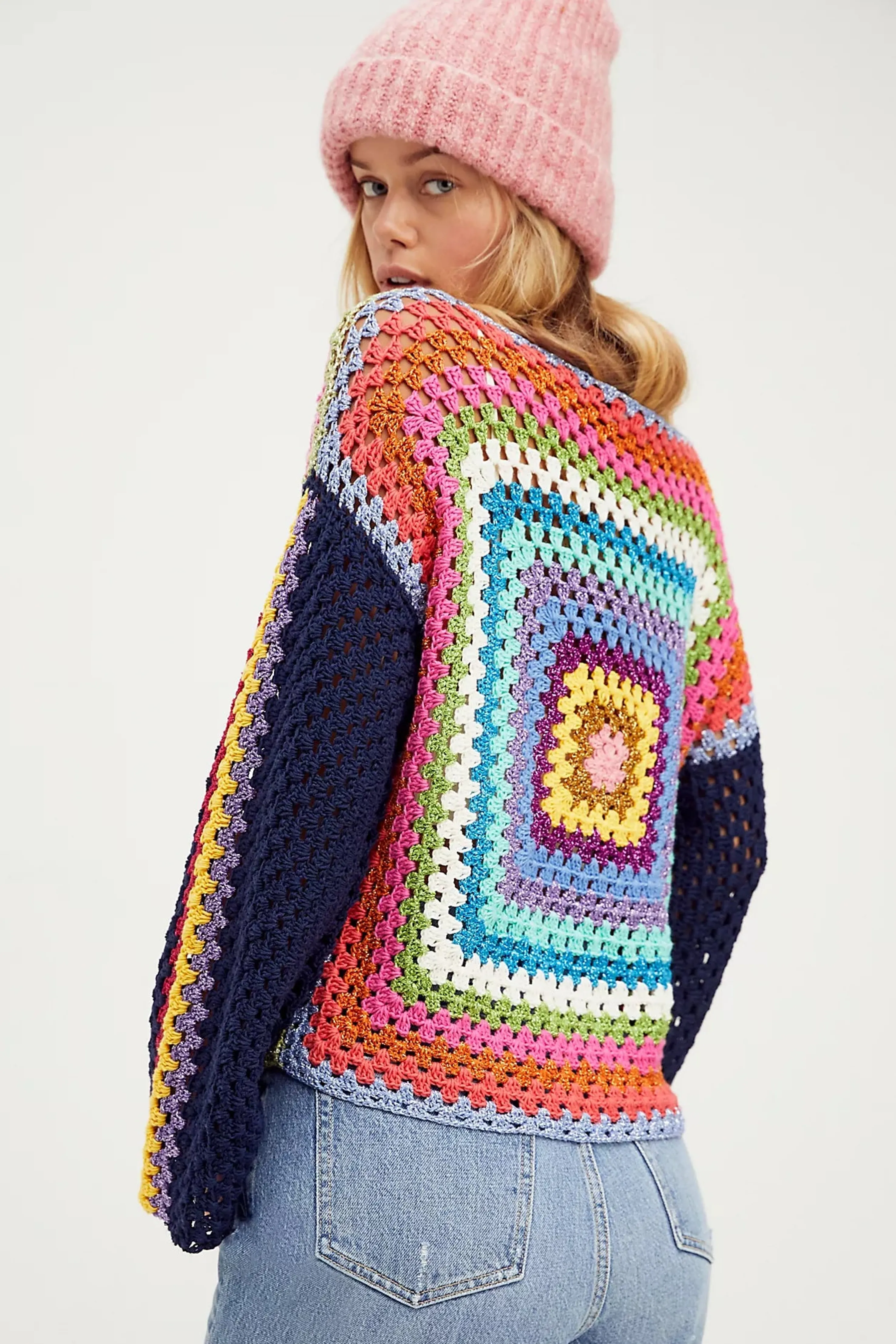 Rose Carmine Iconics|Sweaters-NAVY PATCHWORK SWEATER