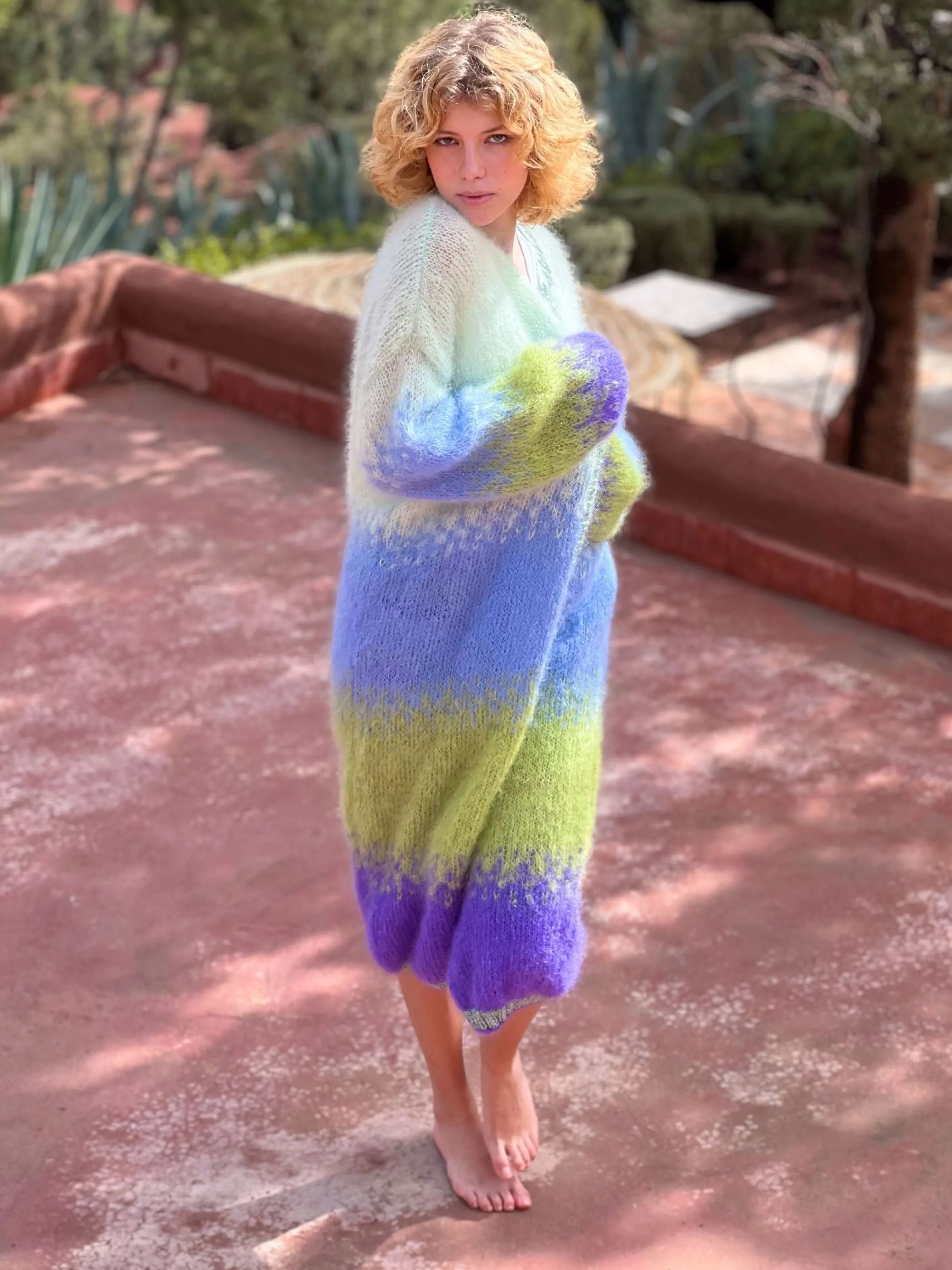 Rose Carmine Coats-COAT TIE&DYE PACIFIQUE