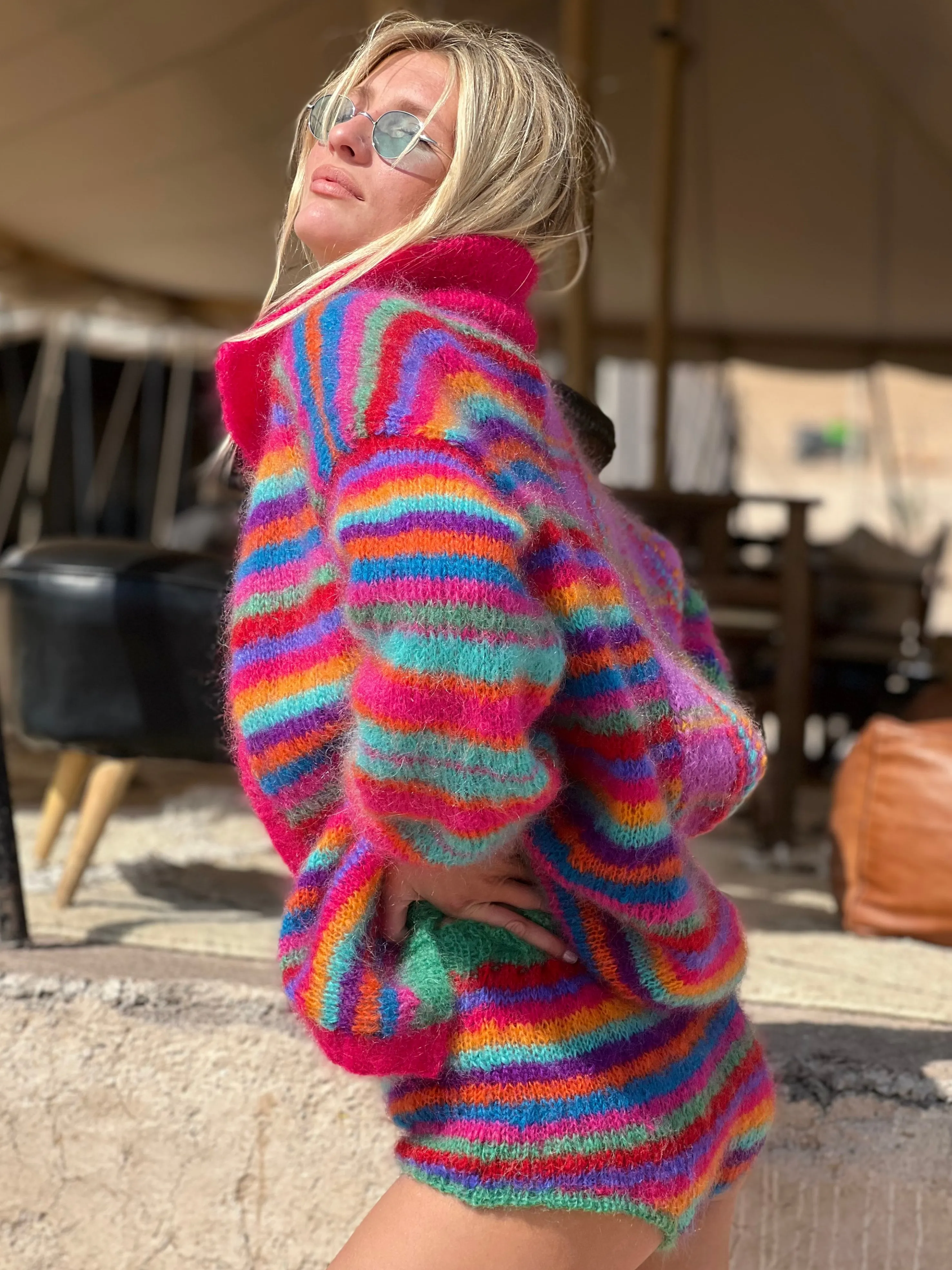 Rose Carmine Iconics|Jackets-LONG JACKET PATCHWORK STRONGS