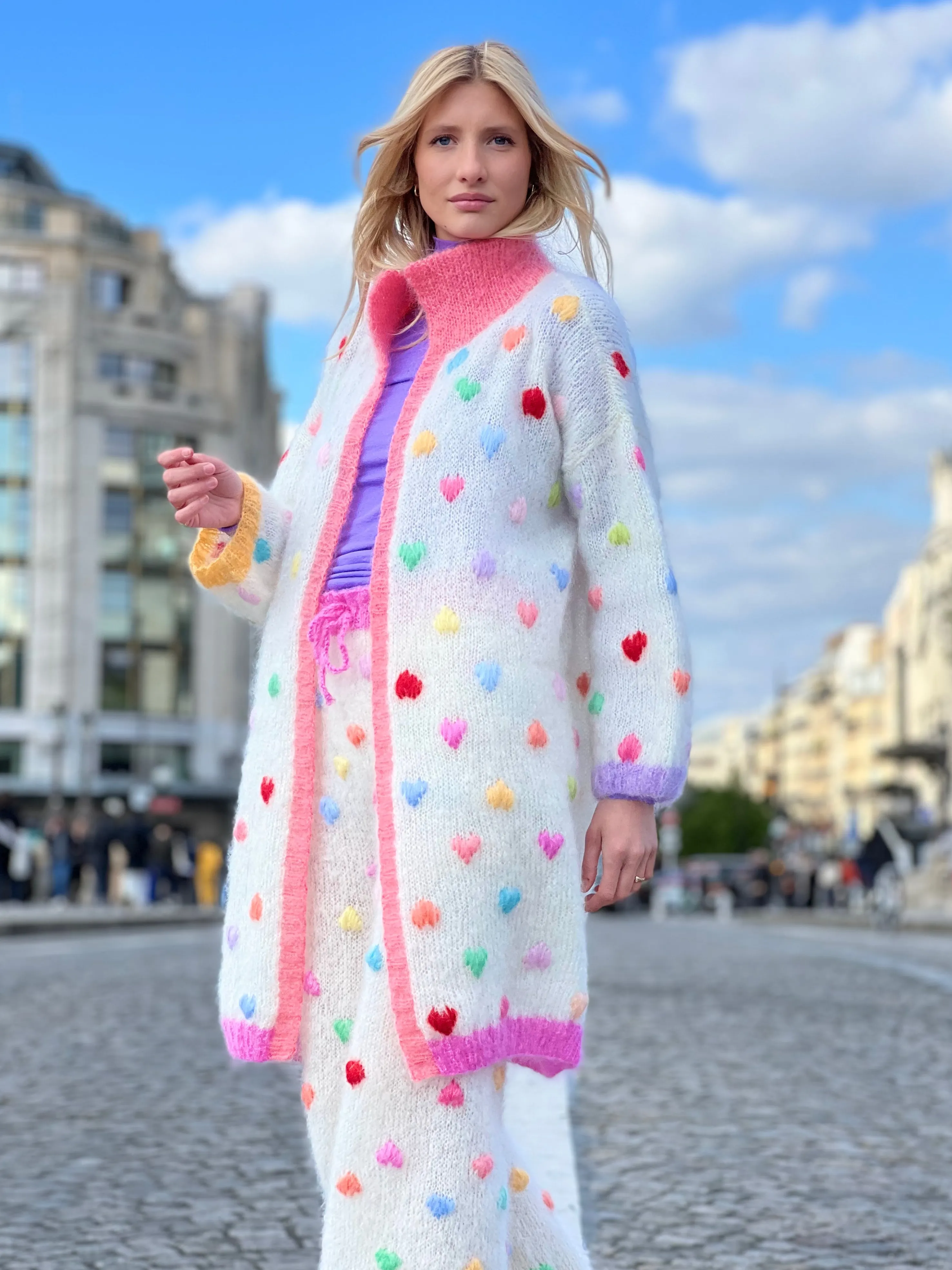 Rose Carmine Coats-COAT MON AMOUR ECRU