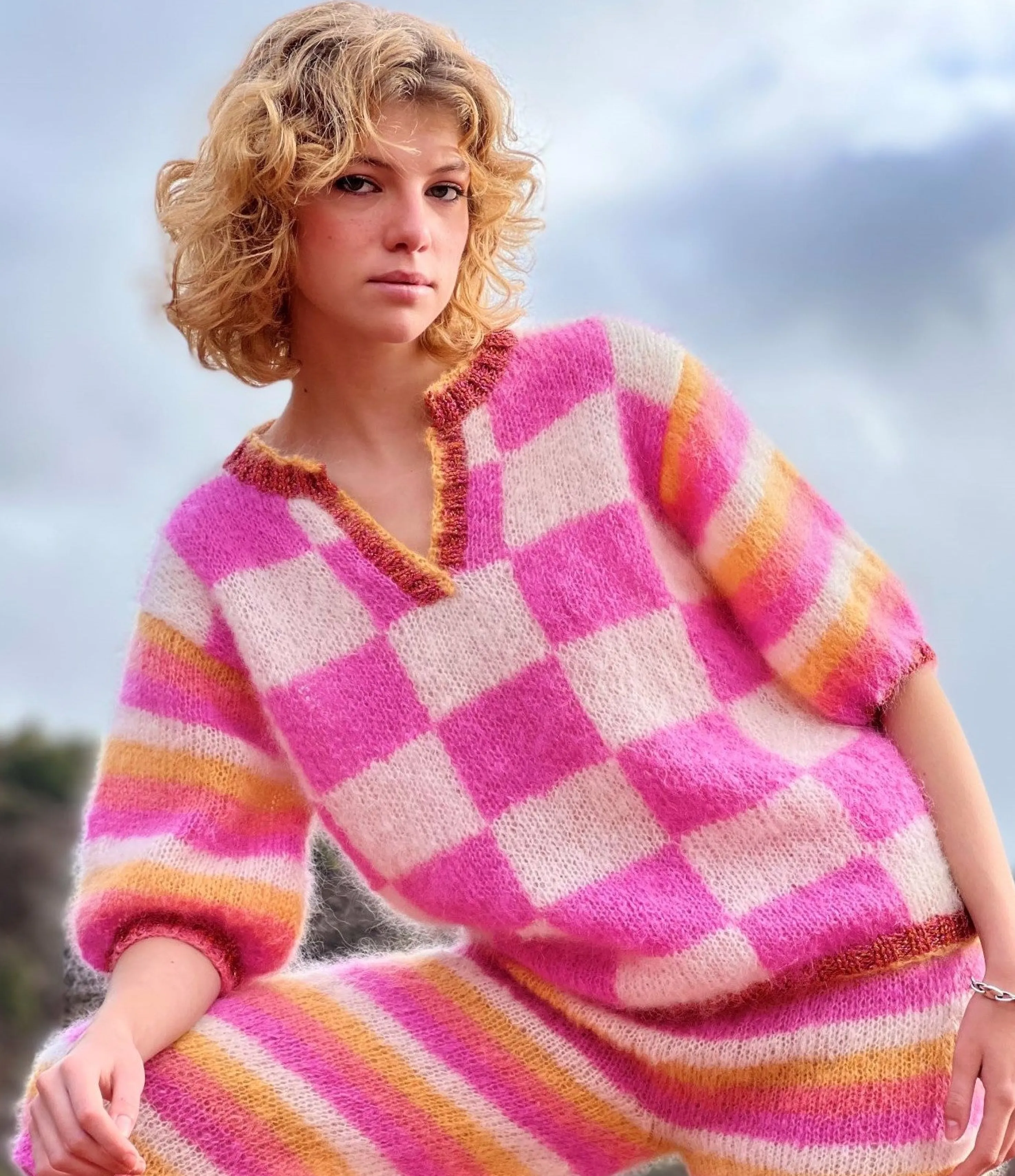 Rose Carmine Sweaters-SWEATER BALLOON PIXELS SUNSHINE