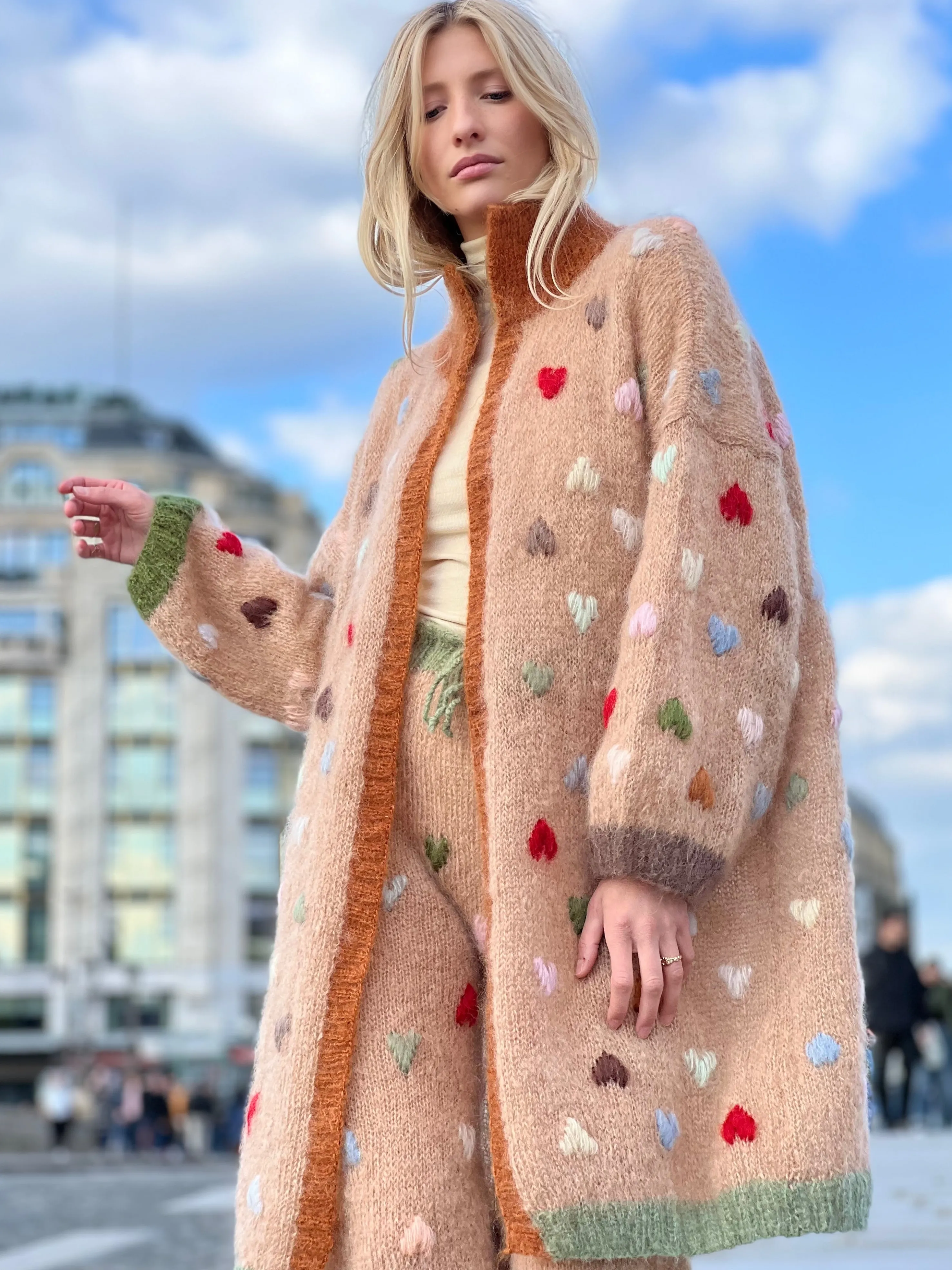 Rose Carmine Coats-COAT MON AMOUR BEIGE