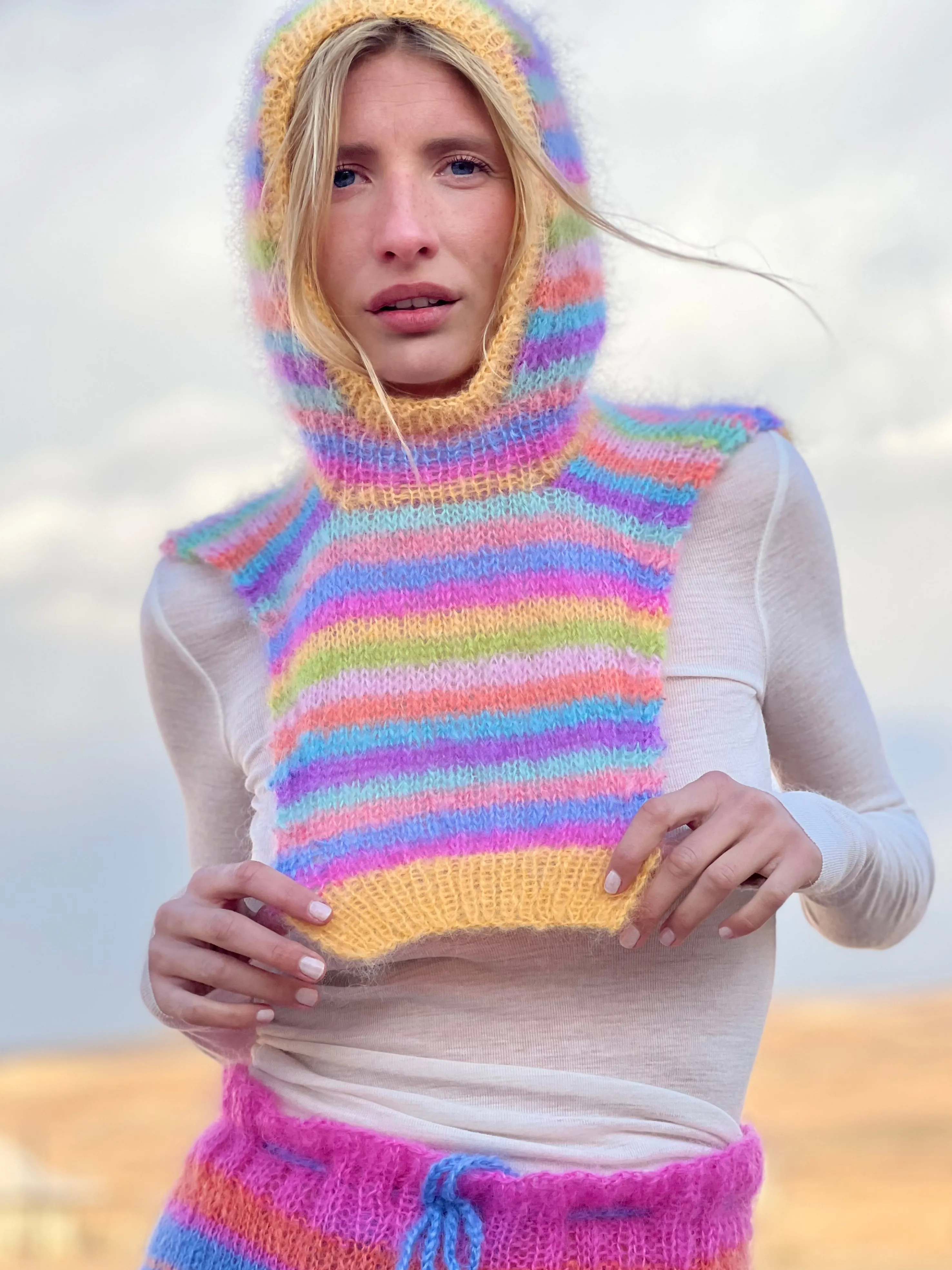 Rose Carmine Accessories-HOODIE MULTISTRIPES PASTELS