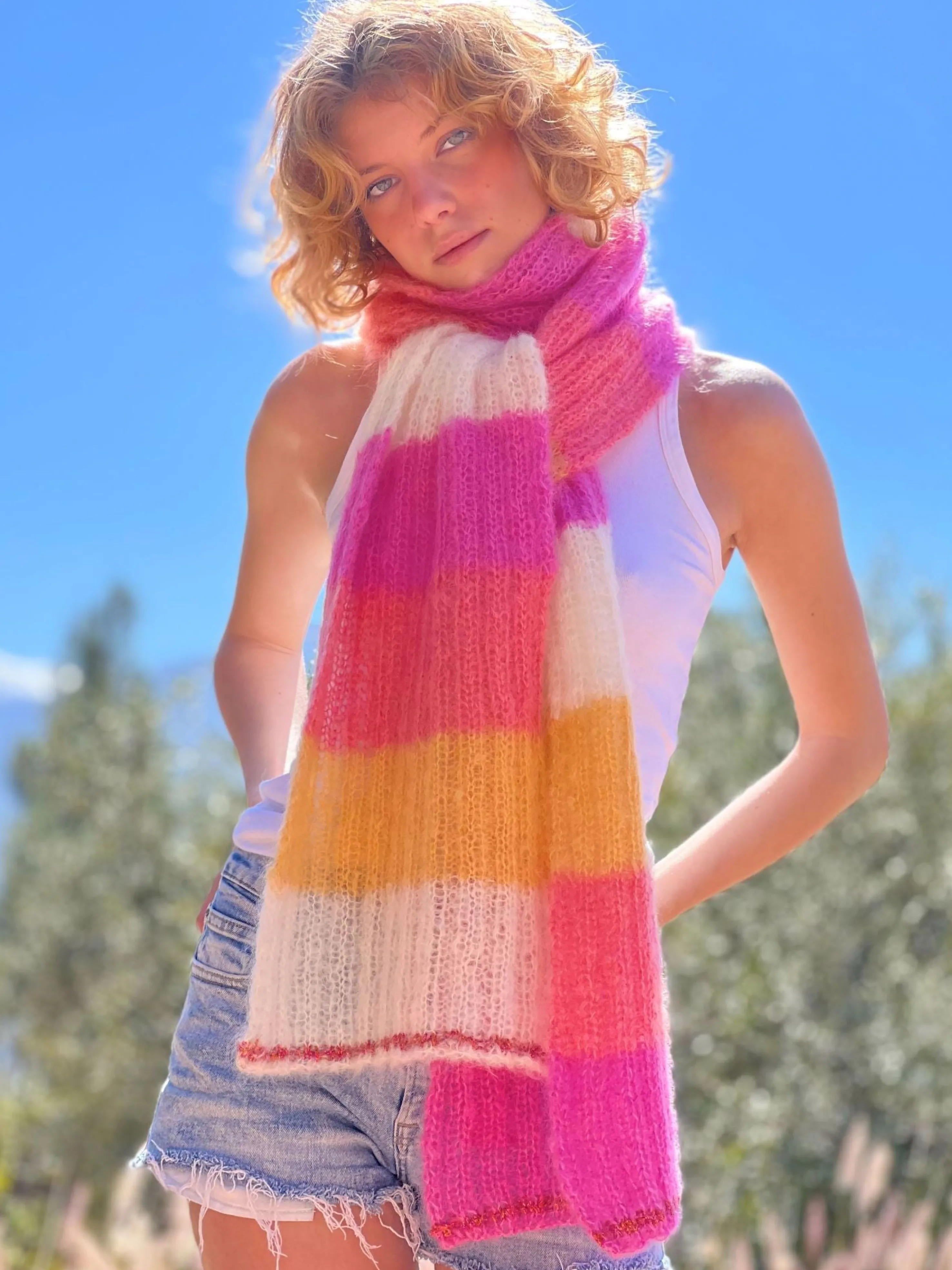 Rose Carmine Accessories-SCARF STRIPES SUNSHINE