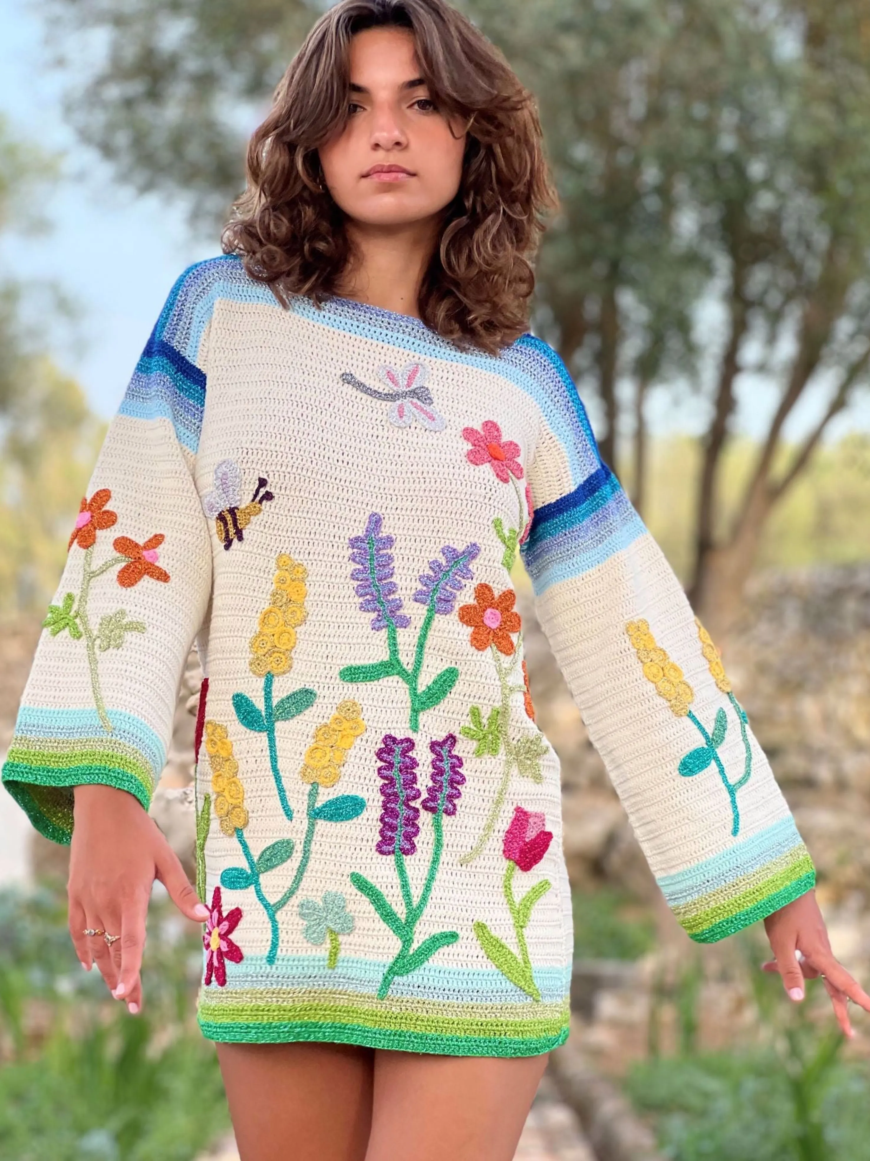 Rose Carmine Dresses-DRESS SLEEVES GARDEN PARTY