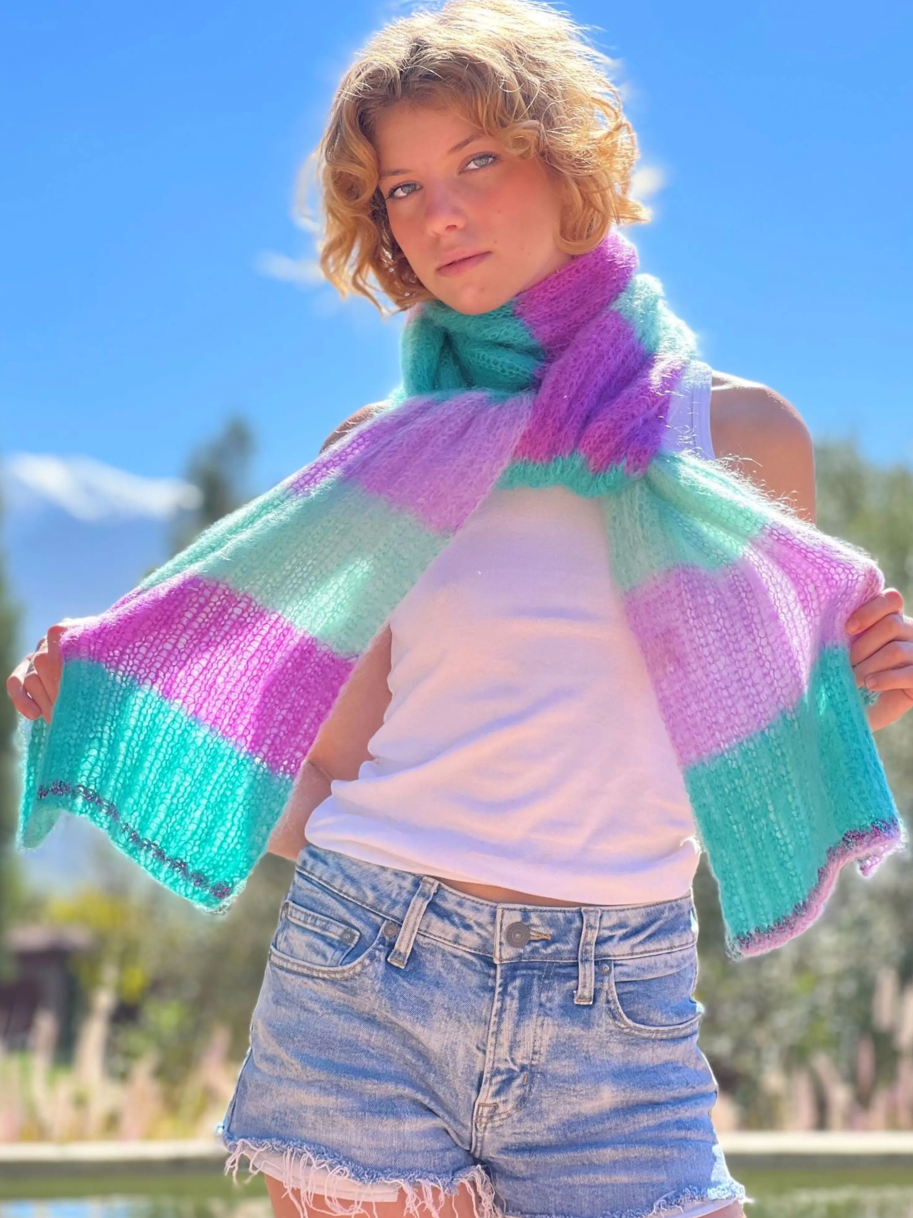 Rose Carmine Accessories-SCARF STRIPES SIRENE