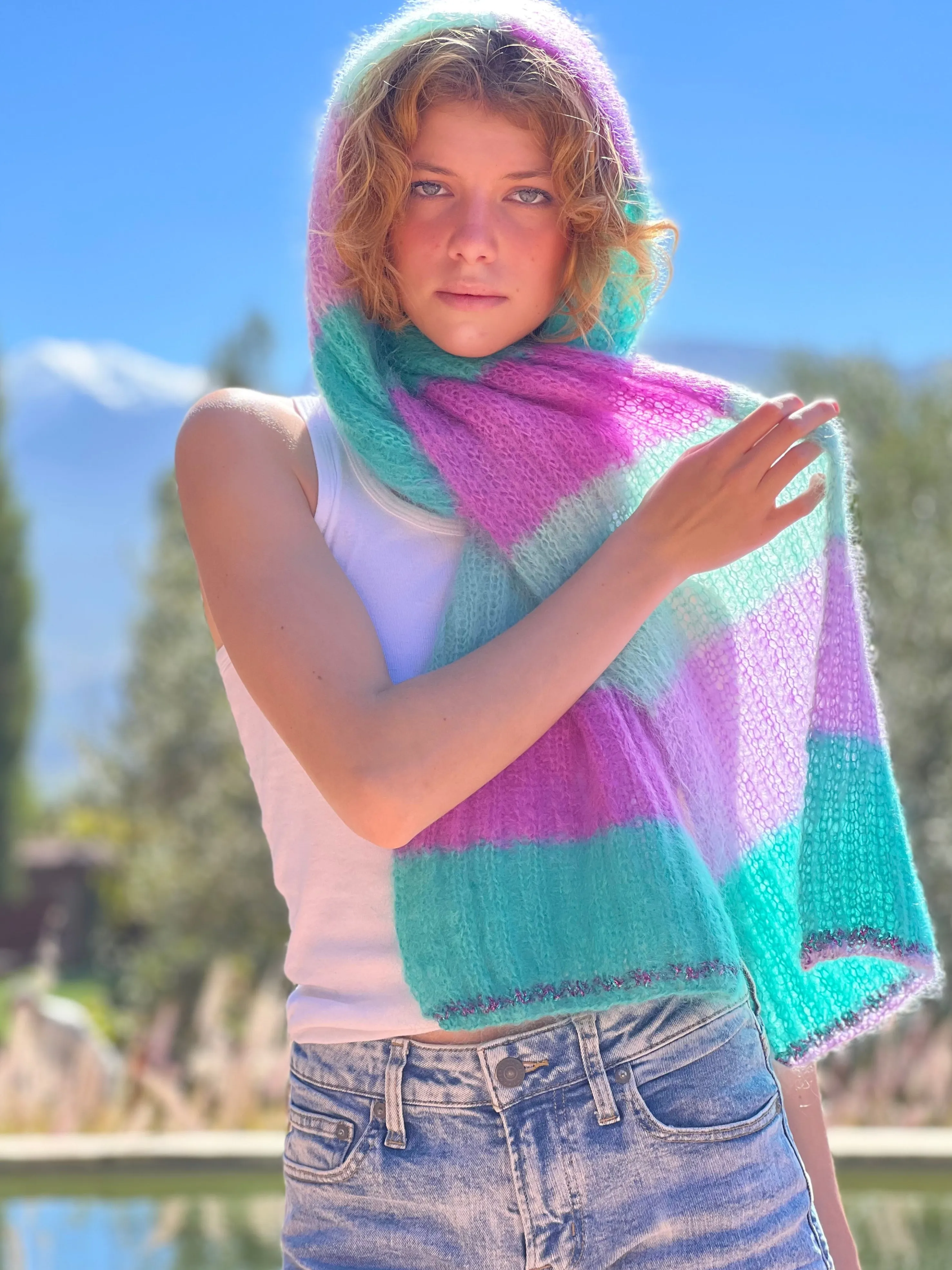 Rose Carmine Accessories-SCARF STRIPES SIRENE