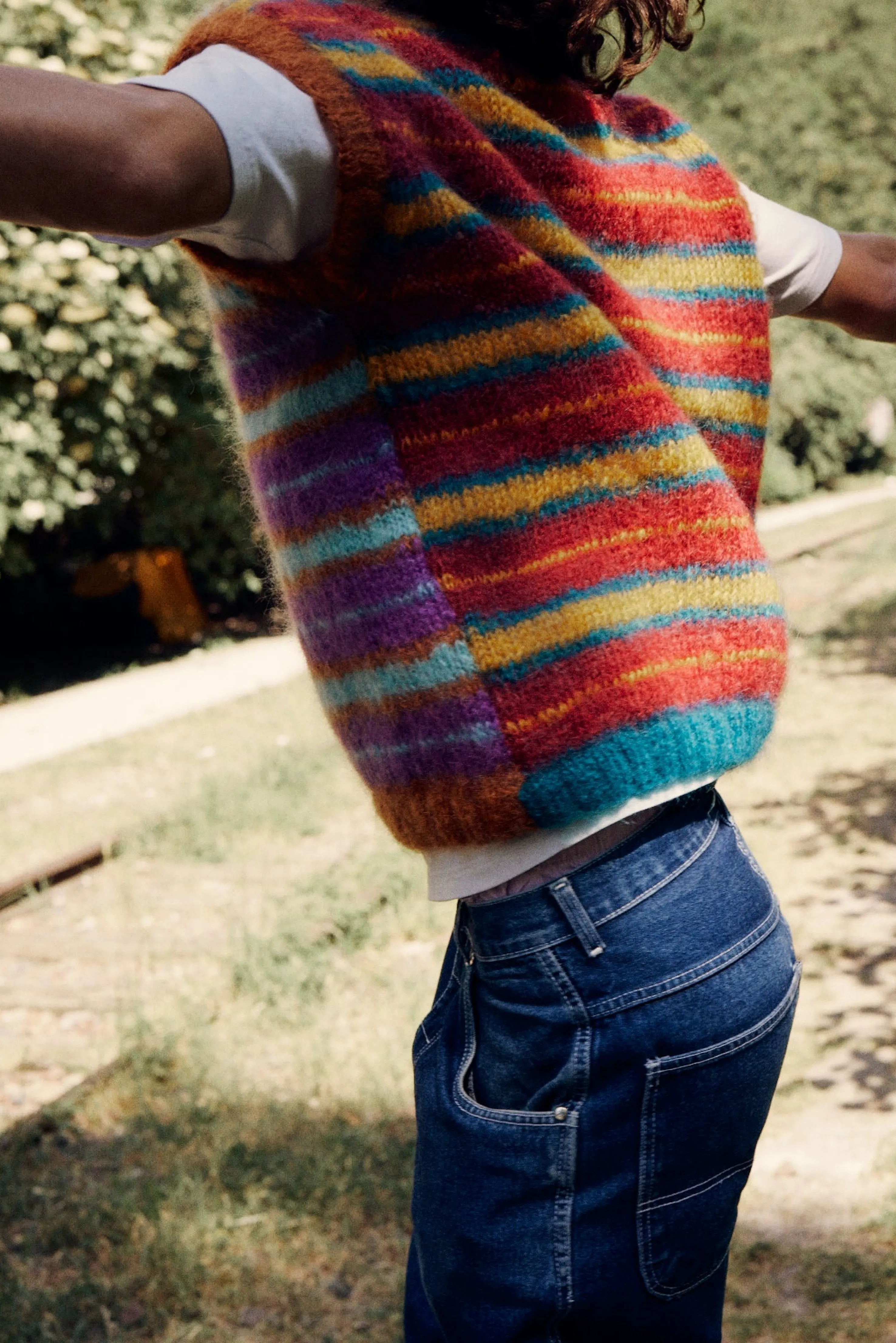 Rose Carmine Tops-TOP COOL STRIPES MULTICOLOR