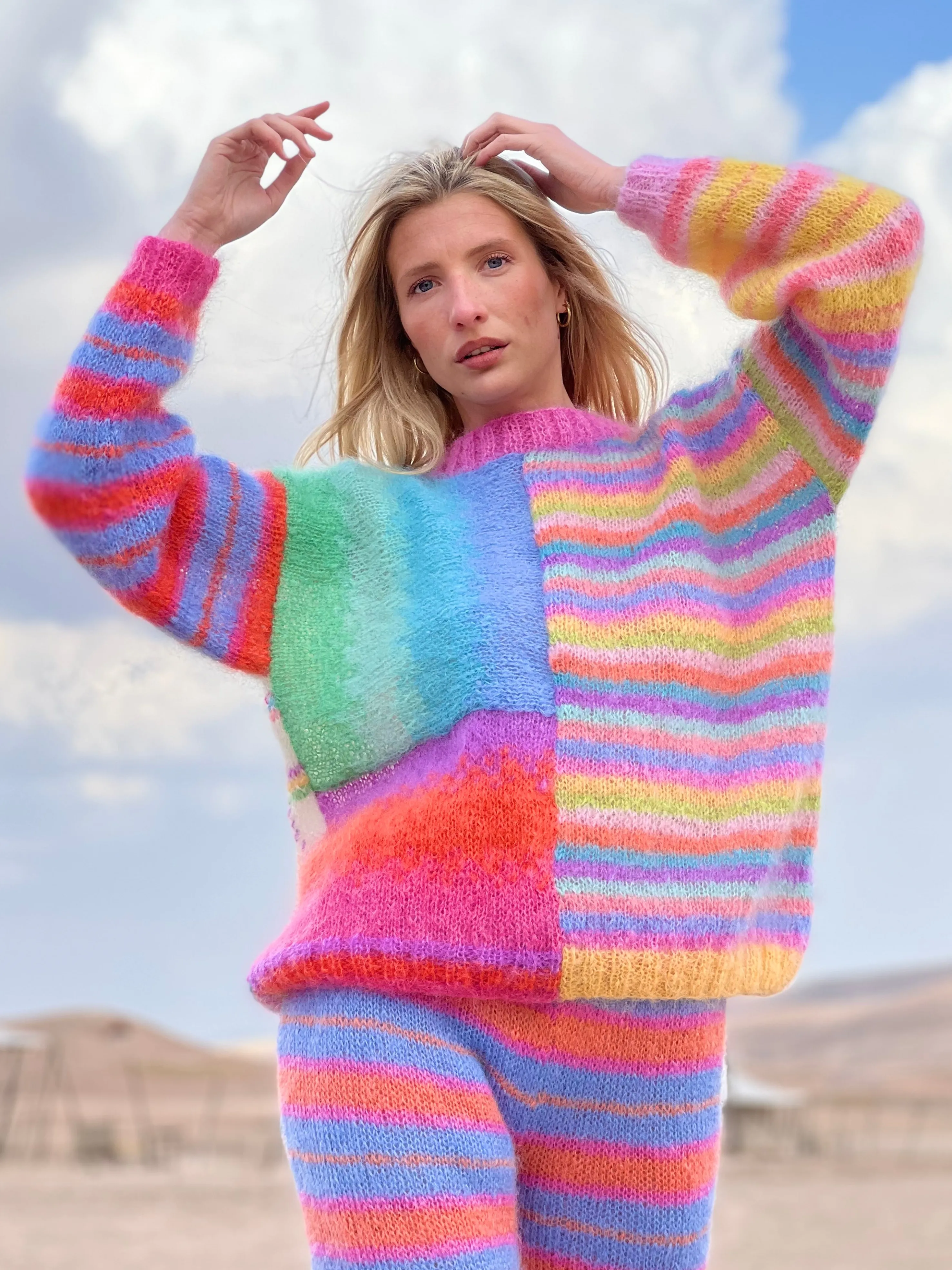 Rose Carmine Iconics|Sweaters-SWEATER PATCHWORK PASTELS