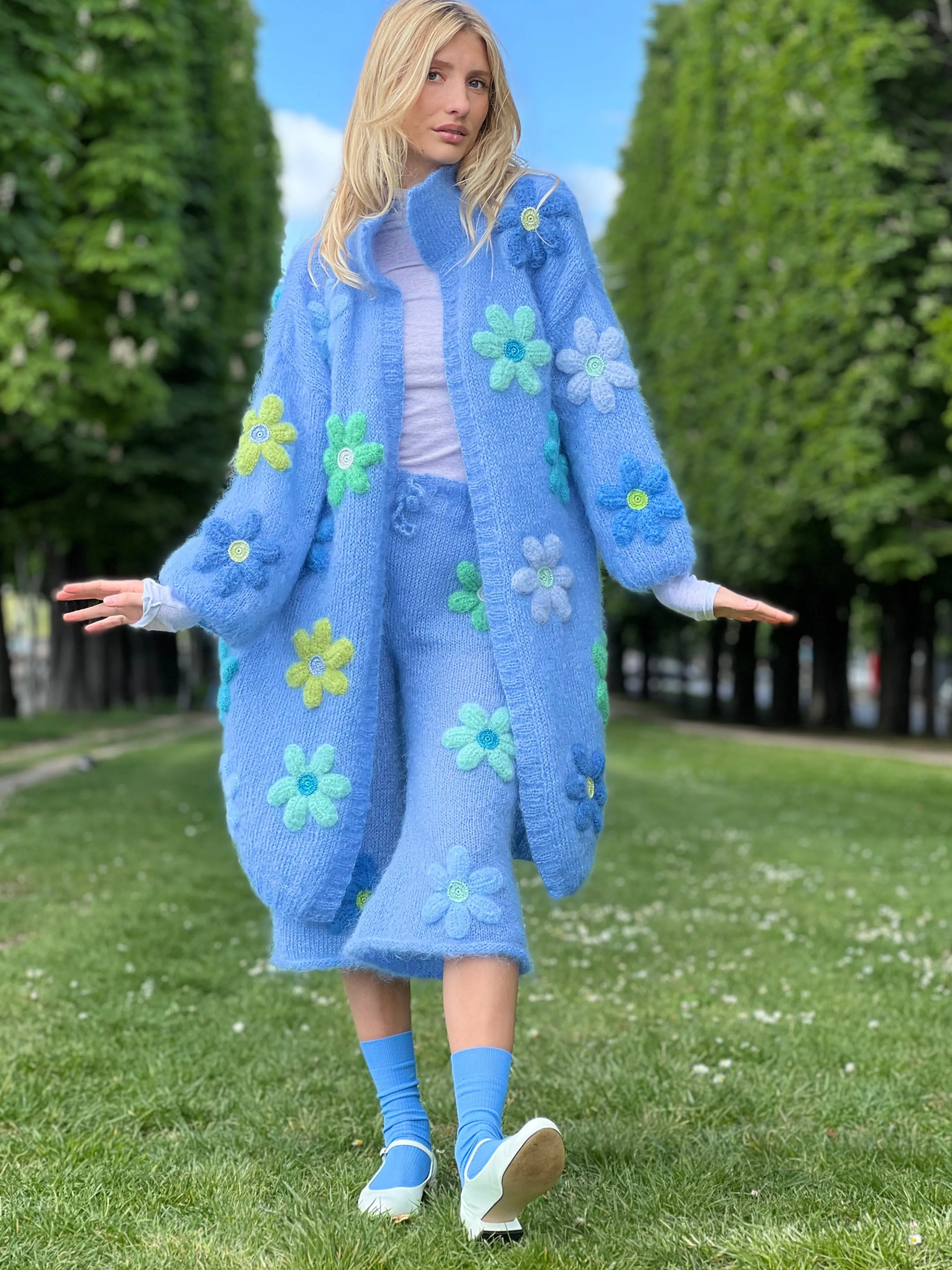 Rose Carmine Coats-COAT FREE FLOWERS BLEU