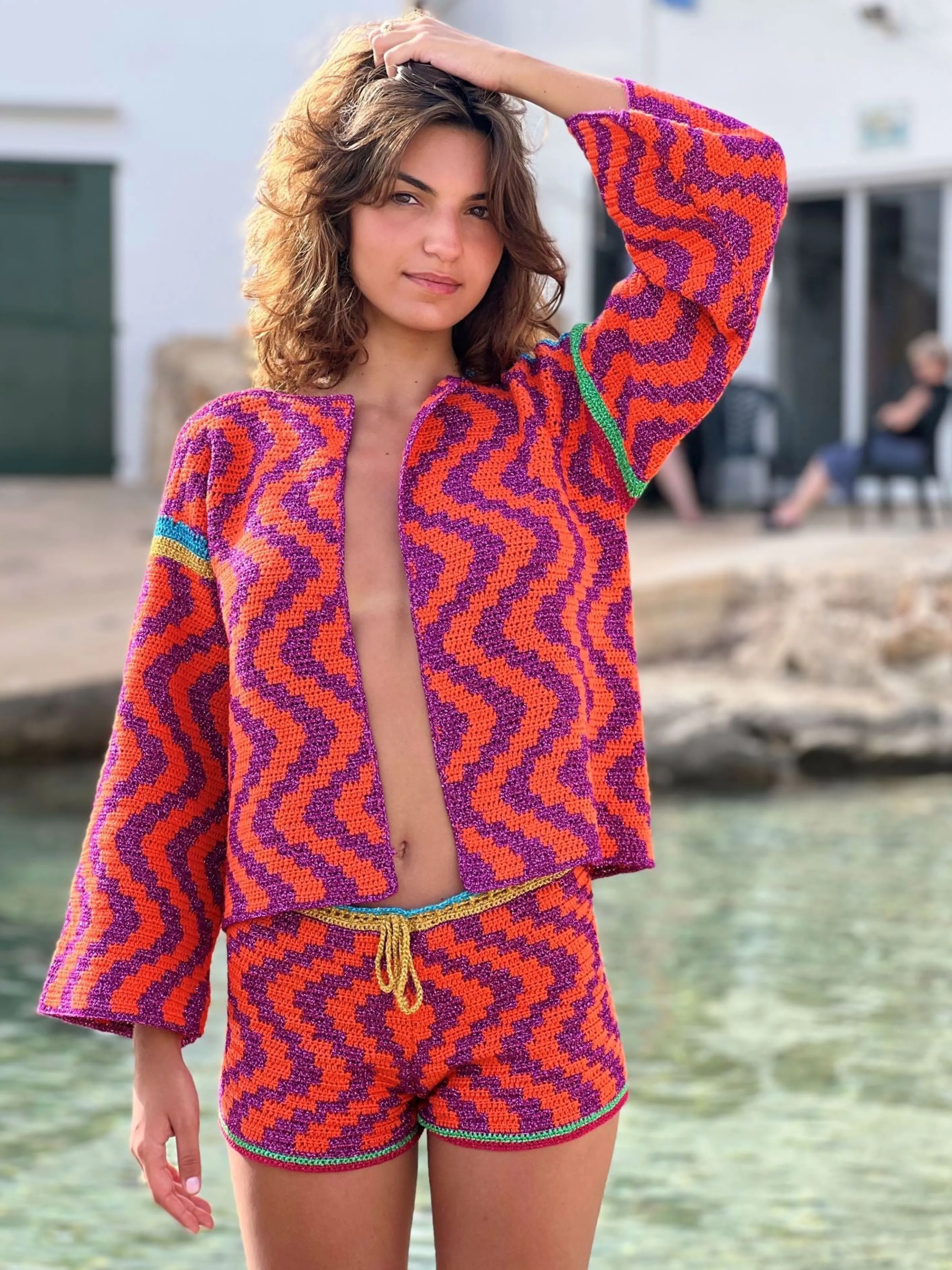 Rose Carmine Bottoms-SHORTS ZIGZAG ORANGE