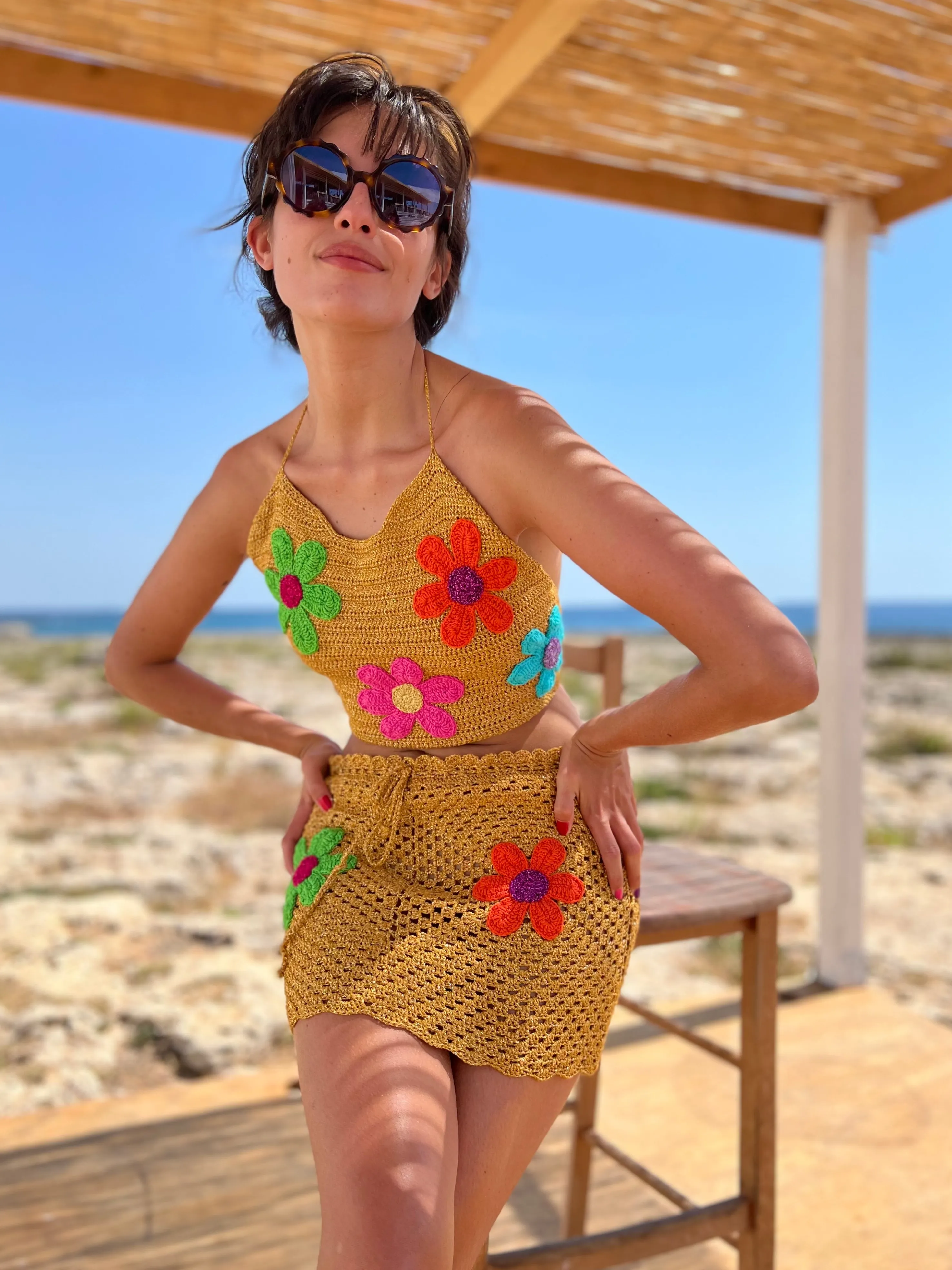 Rose Carmine Bottoms-CURRY FREE FLOWERS MINI SKIRT