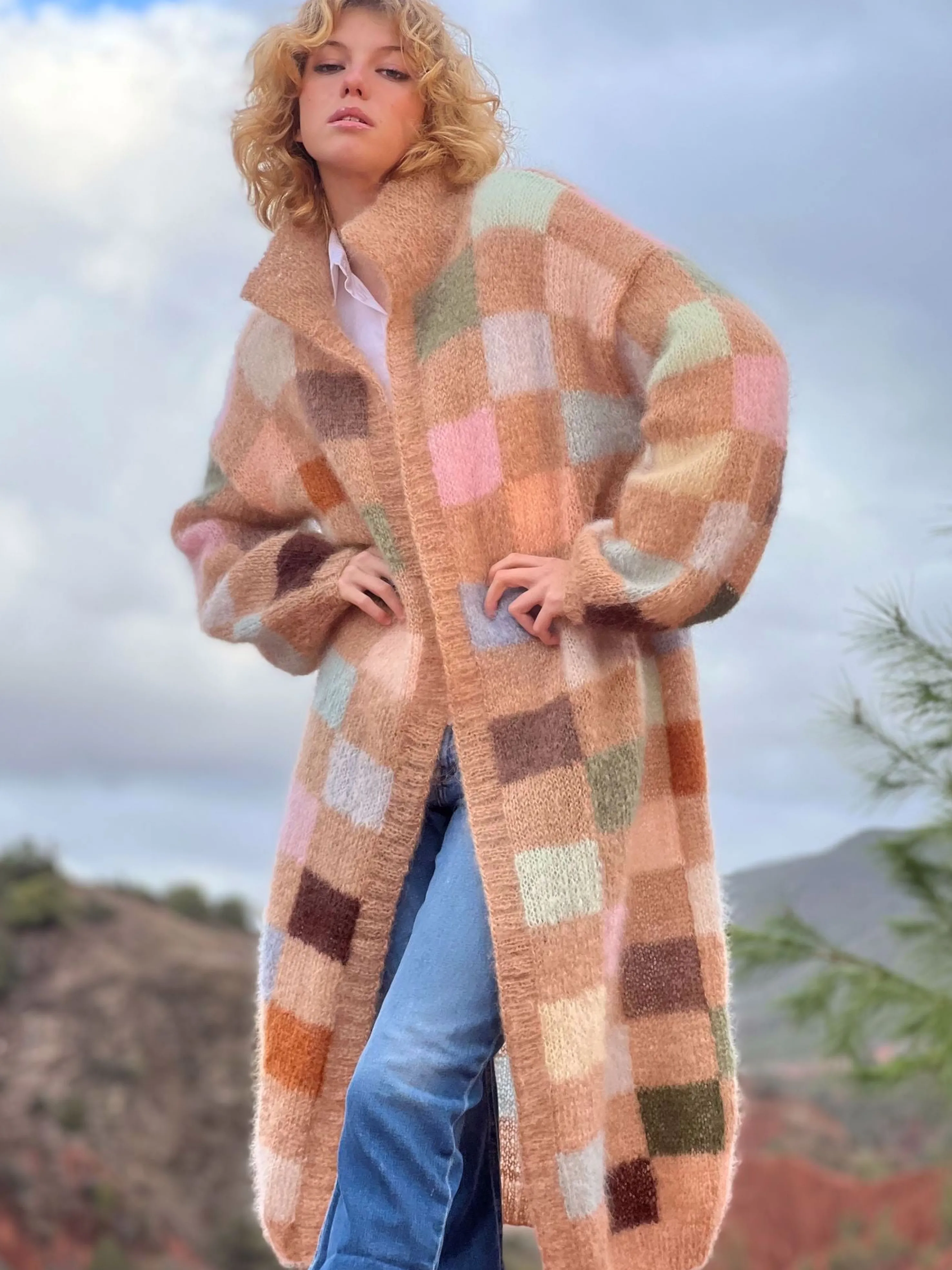 Rose Carmine Coats-COAT PIXELS BEIGE