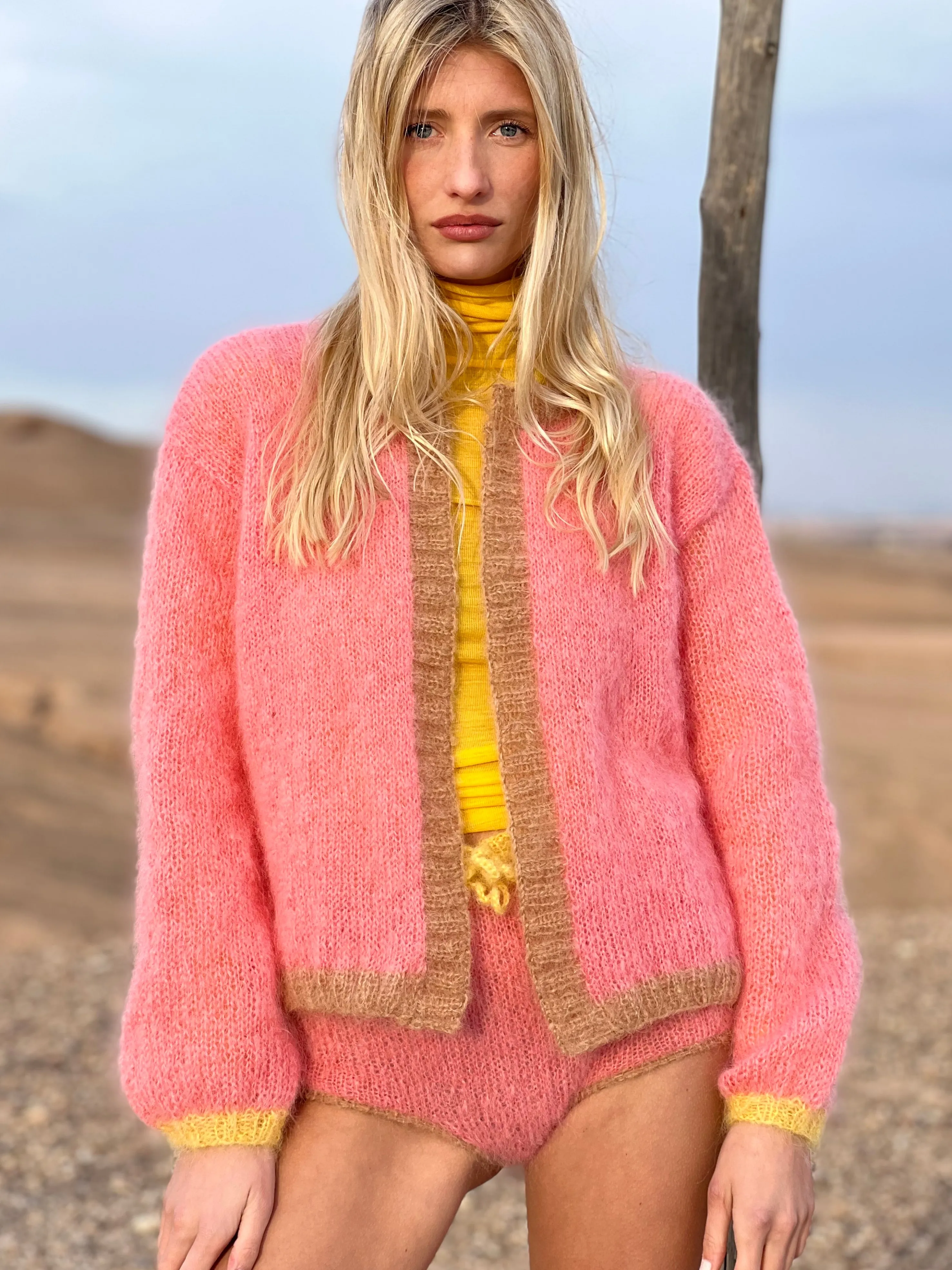 Rose Carmine Jackets-LITTLE JACKET COLORBLOCK BLUSH