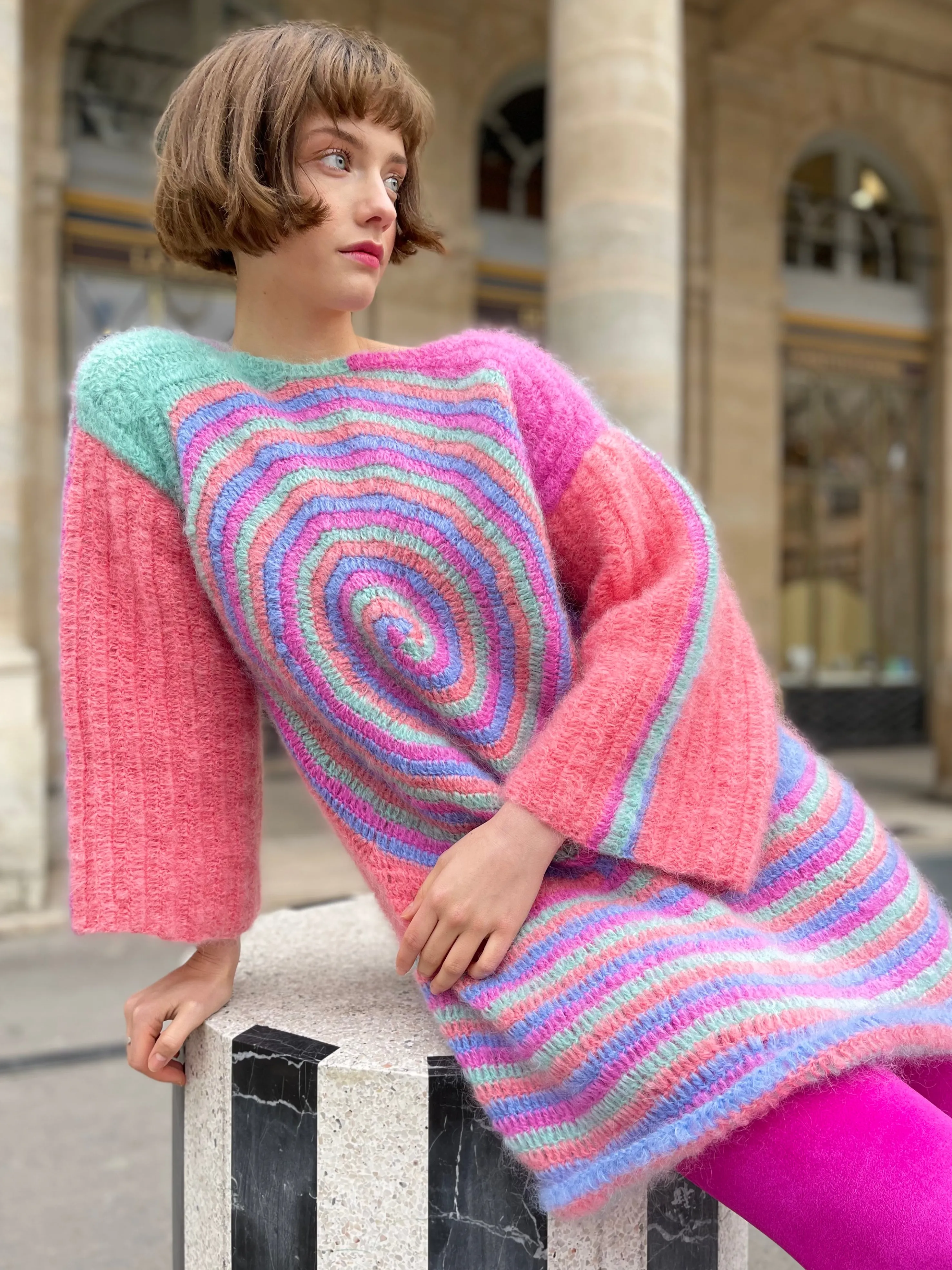 Rose Carmine Dresses-PASTEL SPIRALES DRESS