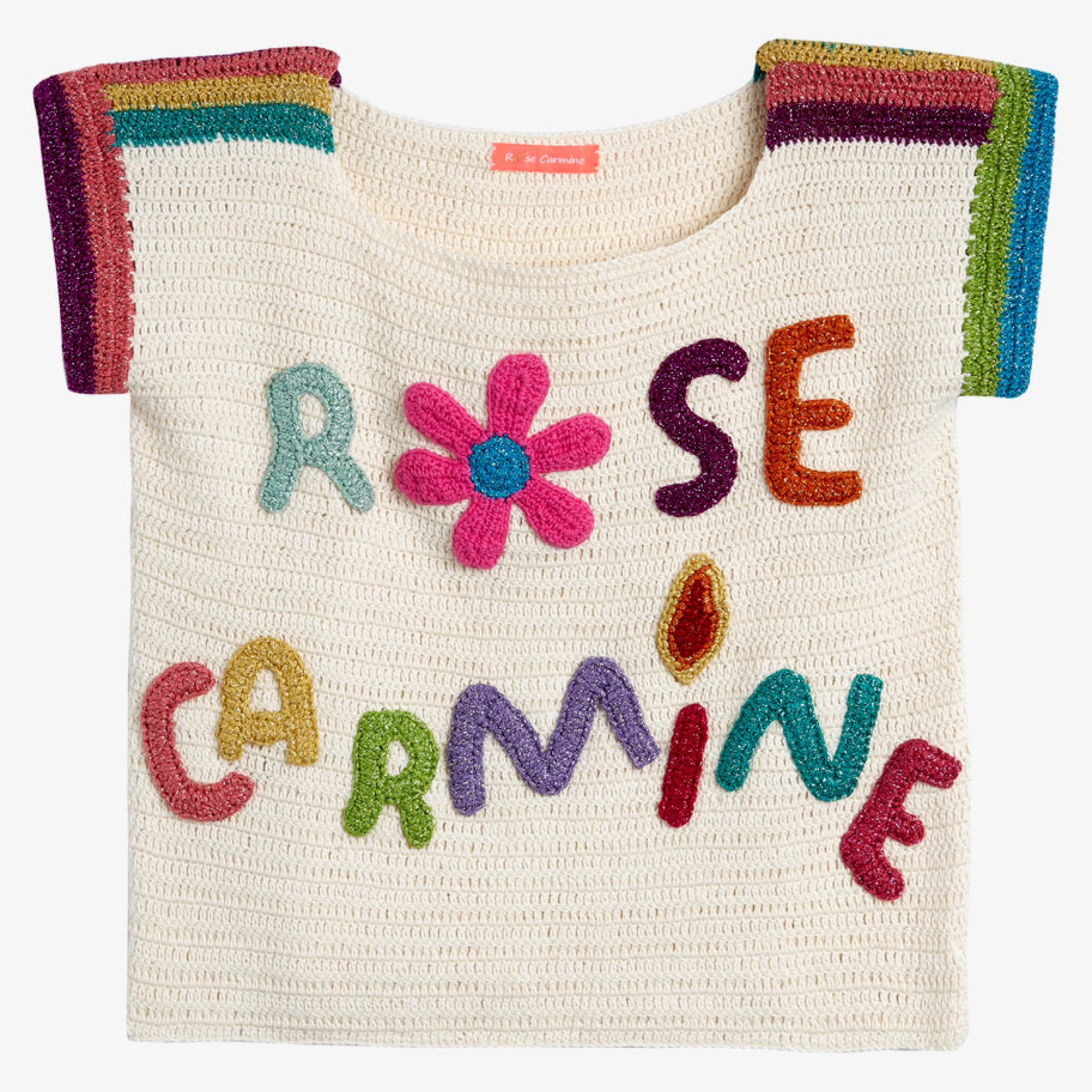 Rose Carmine Tops-TOP COTTON 10TH ANNIVERSARY ECRU