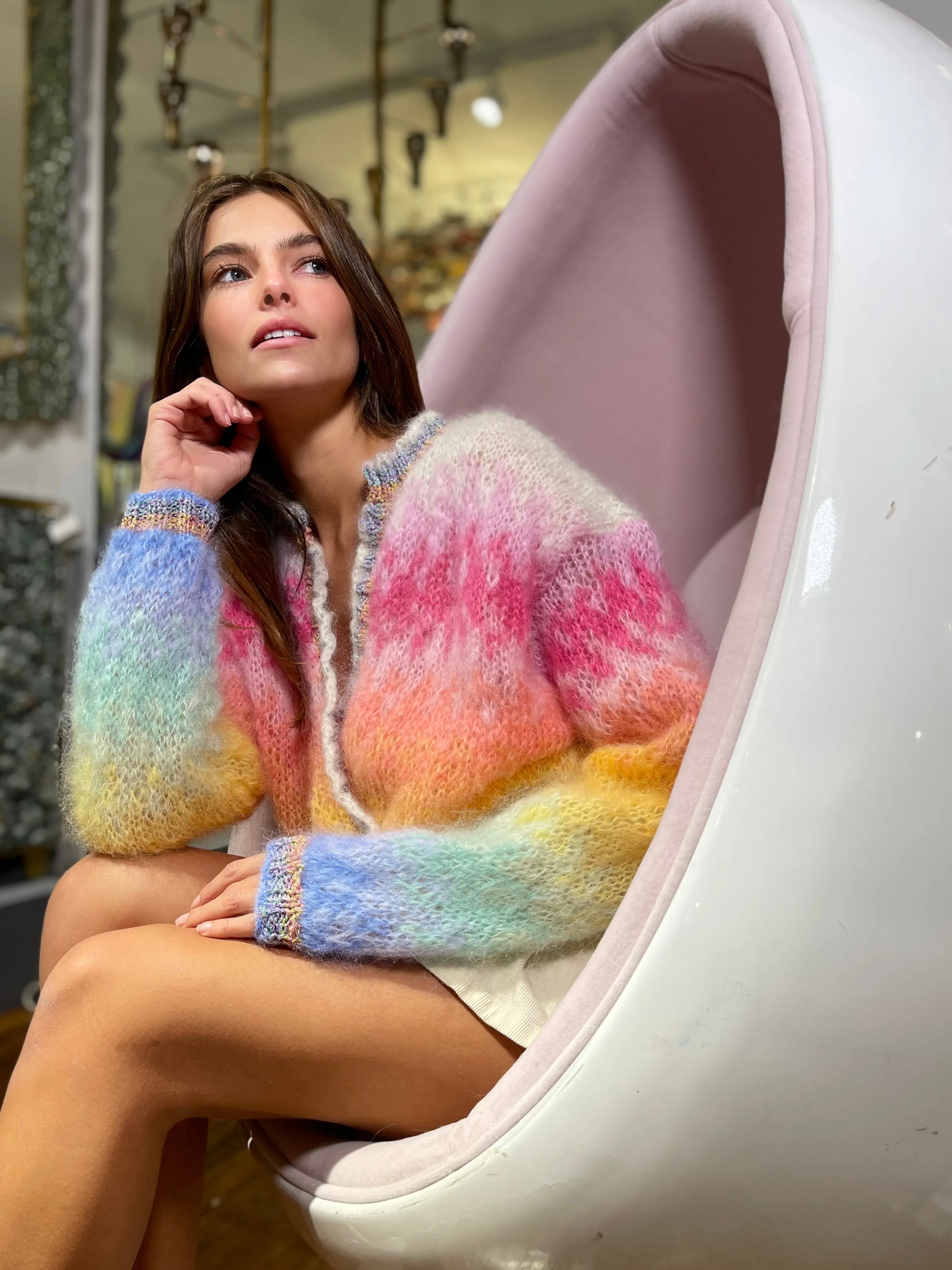 Rose Carmine Iconics|Jackets-PASTEL TIE&DYE LITTLE JACKET (Fall / Winter)