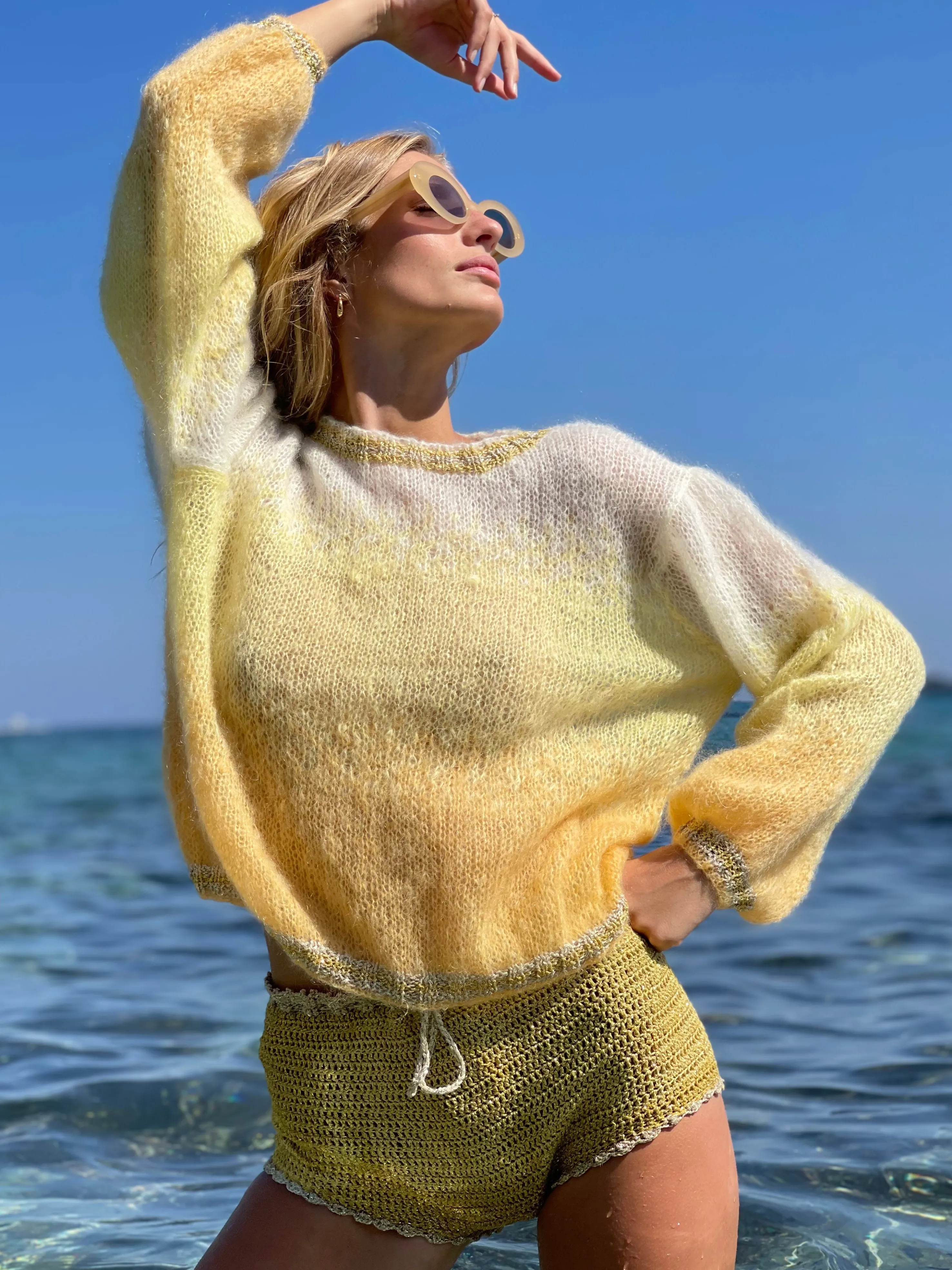 Rose Carmine Sweaters-YELLOW TIE&DYE 3 COLORS SWEATER