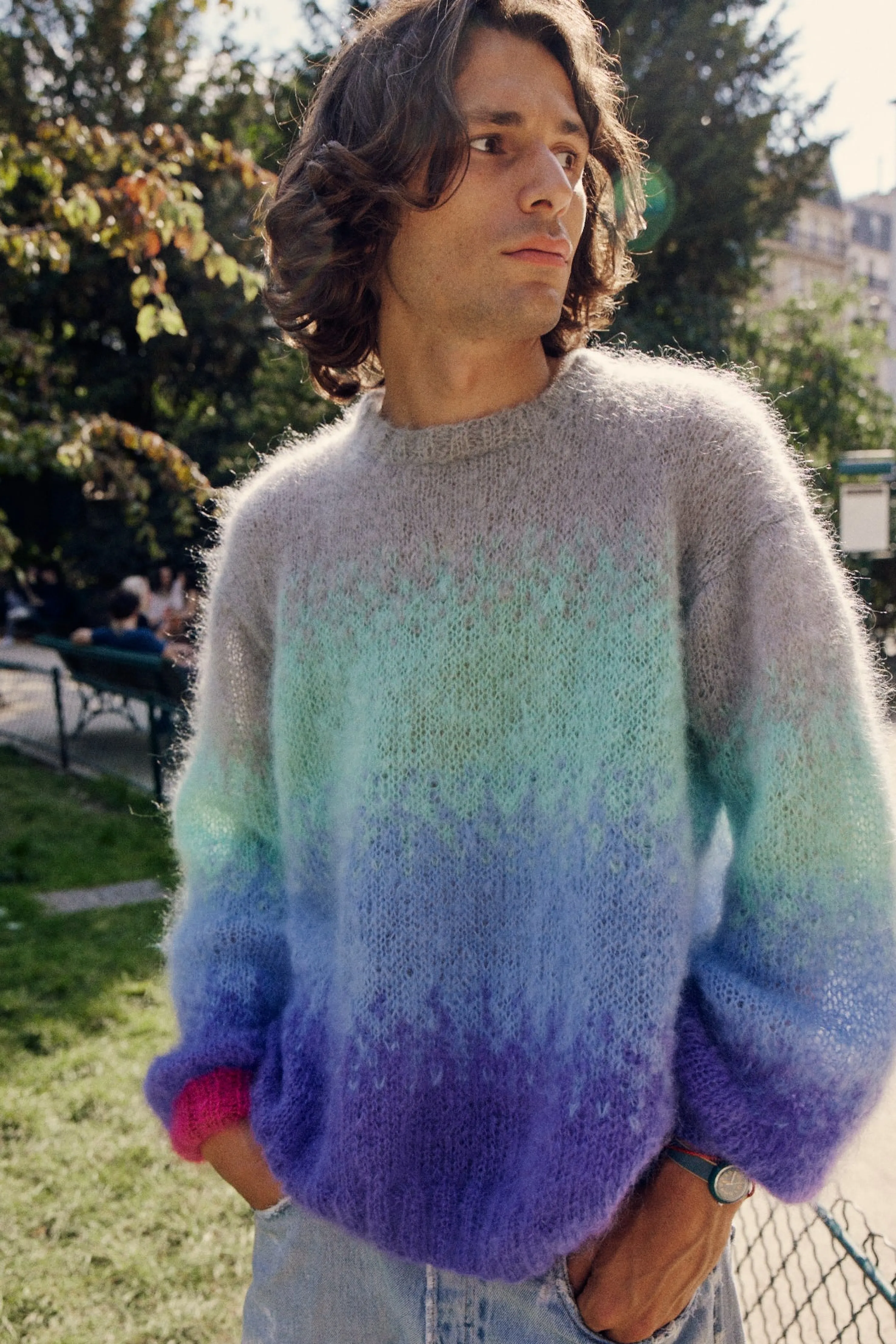 Rose Carmine Sweaters-SWEATER O TIE&DYE GREY