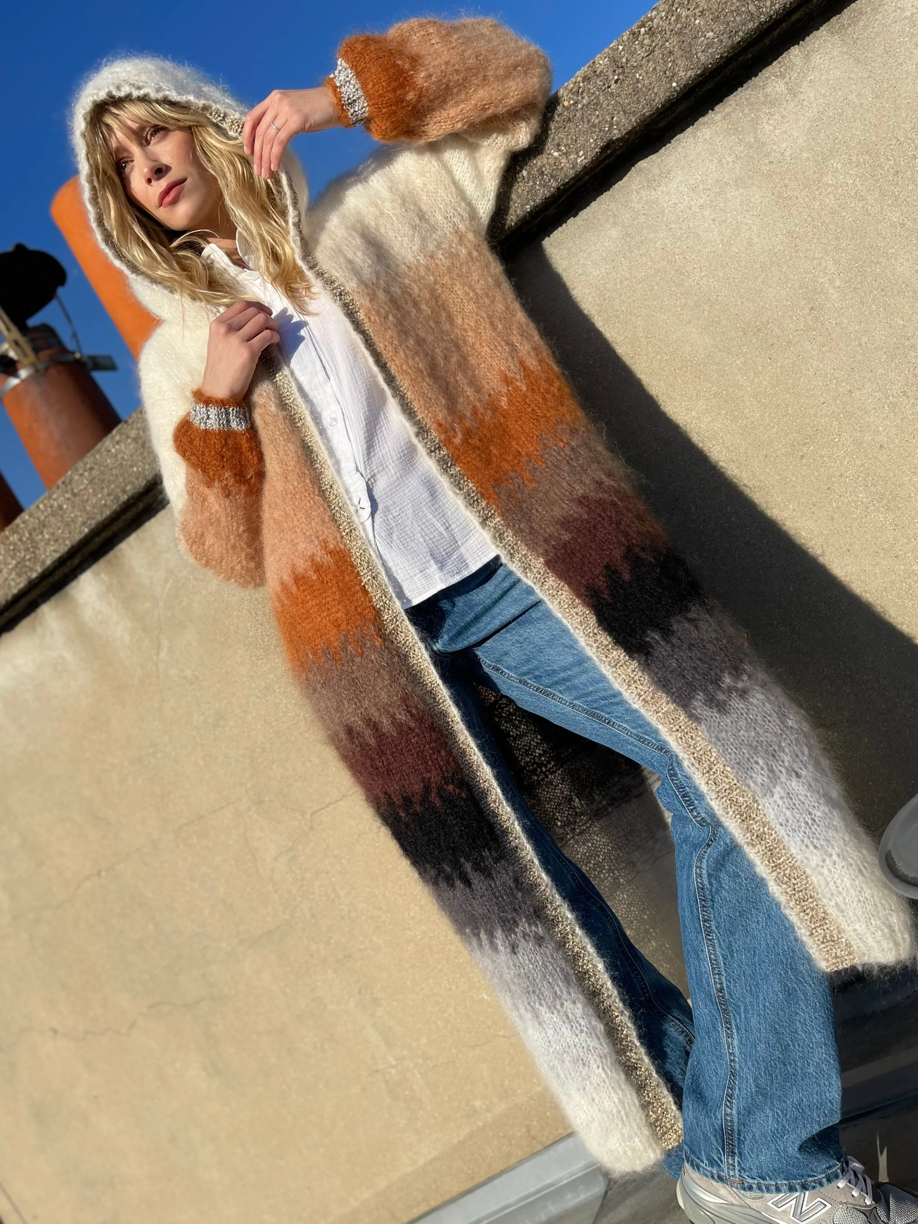 Rose Carmine Iconics|Coats-BEIGE TIE&DYE HOODIE COAT 12 COLORS