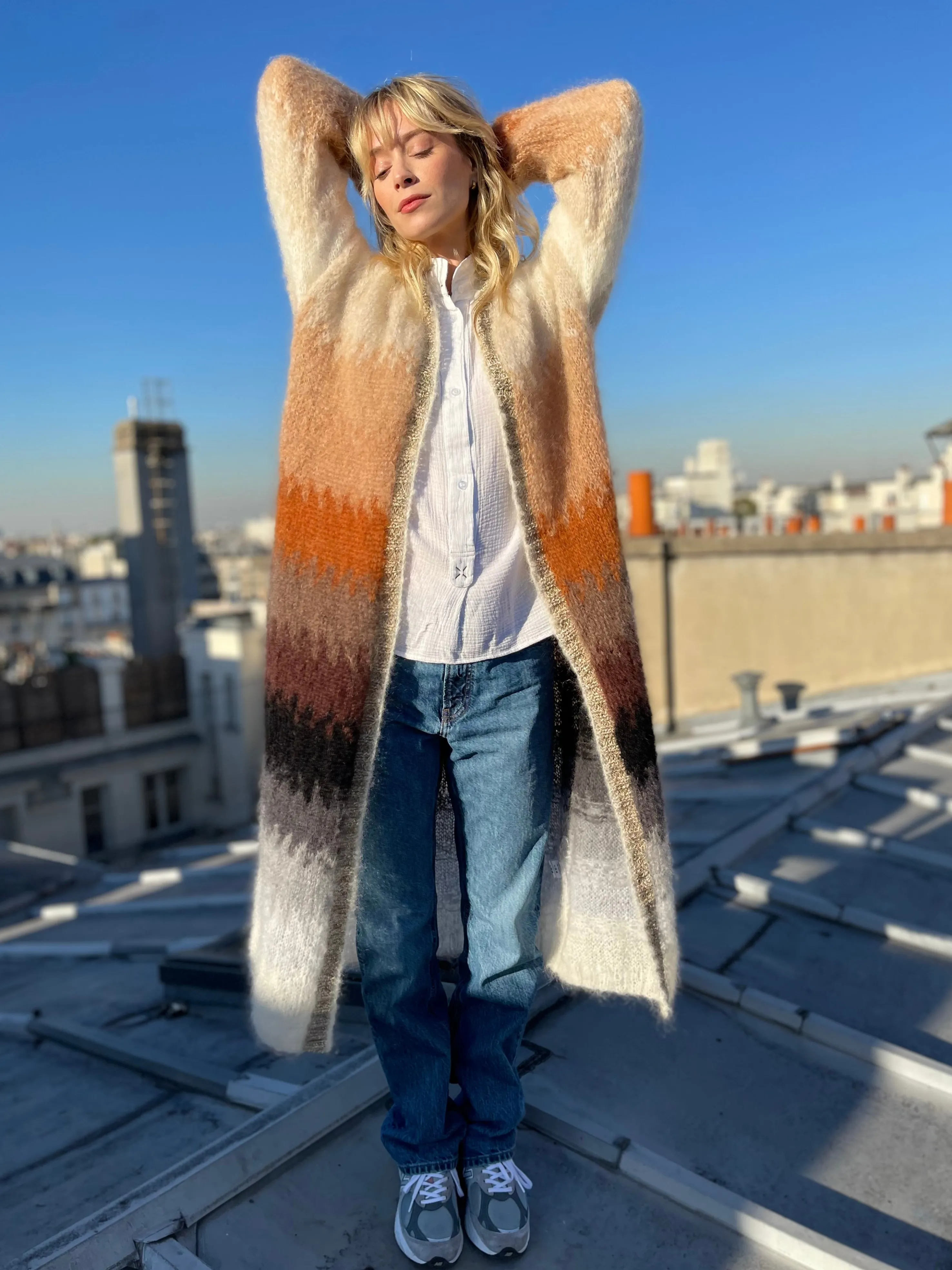 Rose Carmine Iconics|Coats-BEIGE TIE&DYE HOODIE COAT 12 COLORS