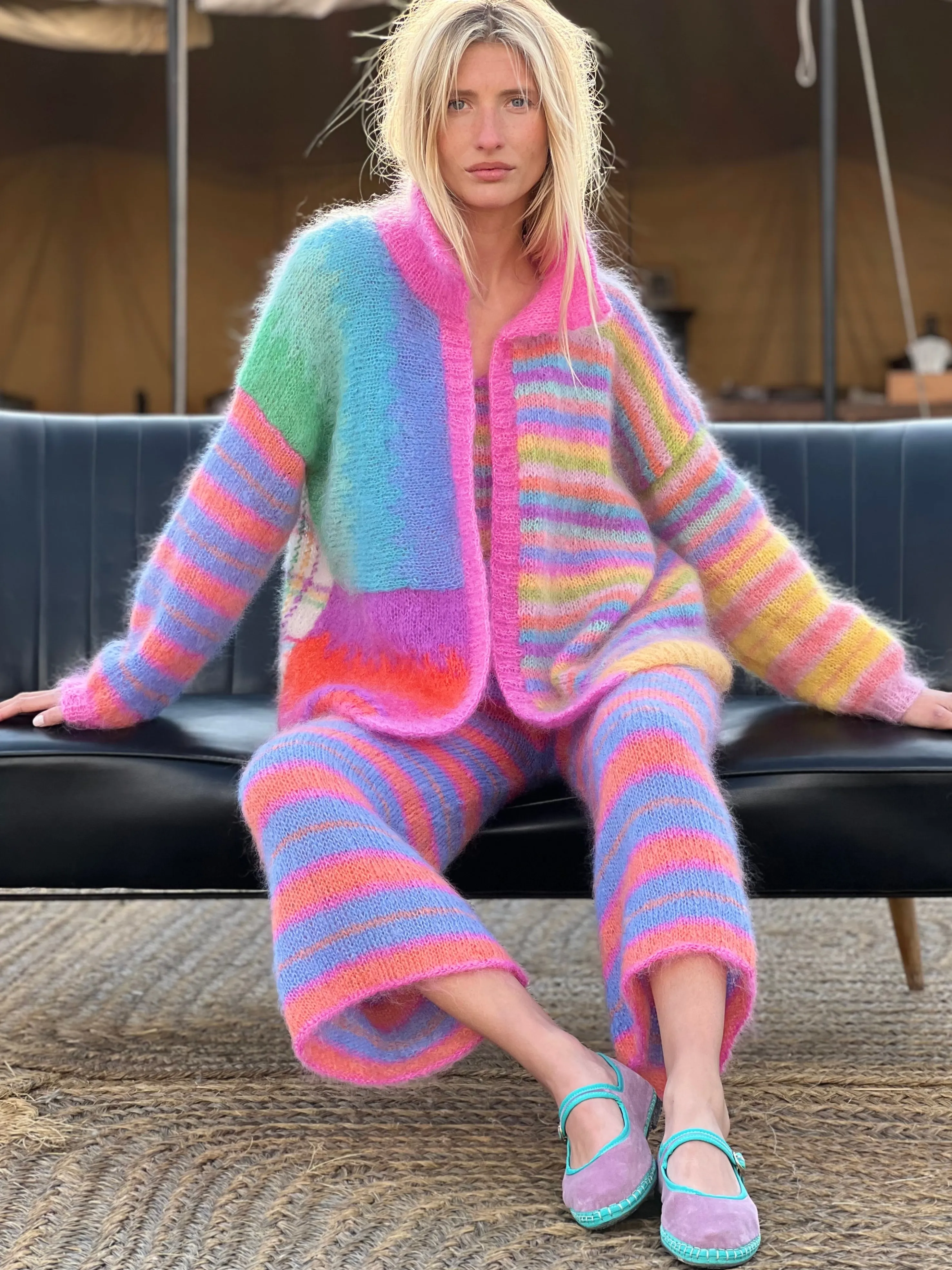 Rose Carmine Iconics|Jackets-LONG JACKET PATCHWORK PASTELS