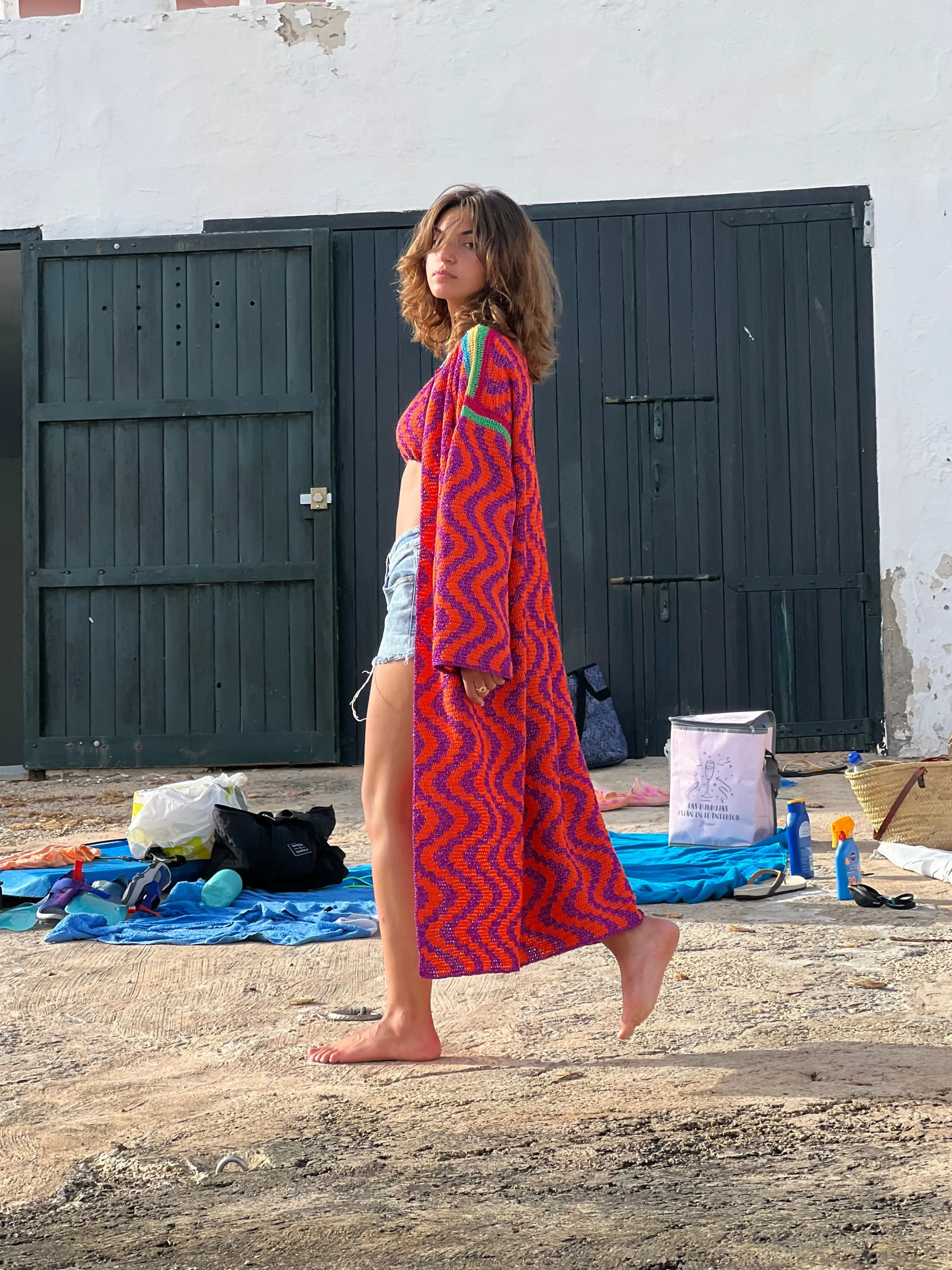 Rose Carmine Coats-COAT ZIGZAG ORANGE