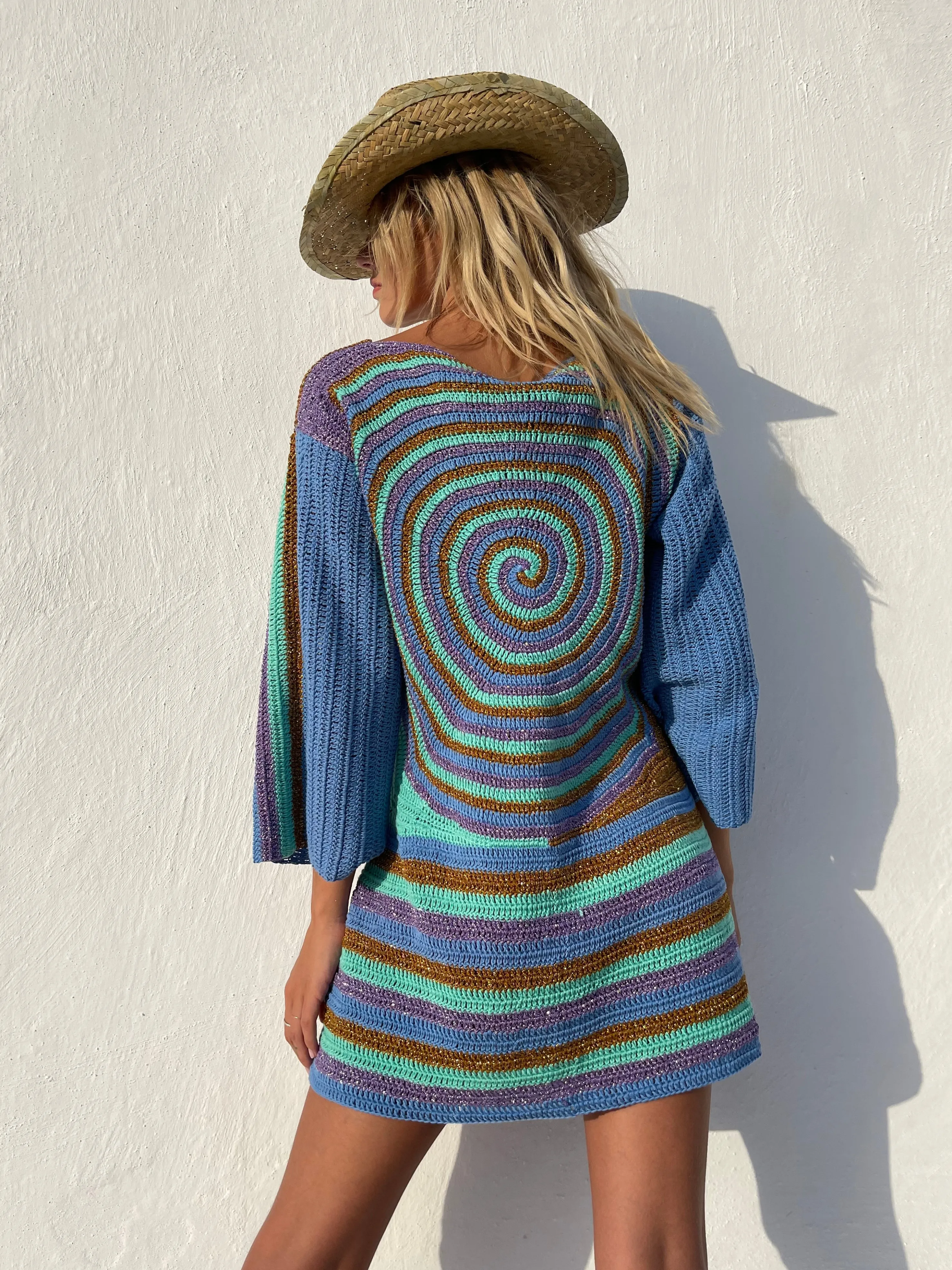 Rose Carmine Iconics|Dresses-LAVANDE SPIRALES DRESS SLEEVES 3/4