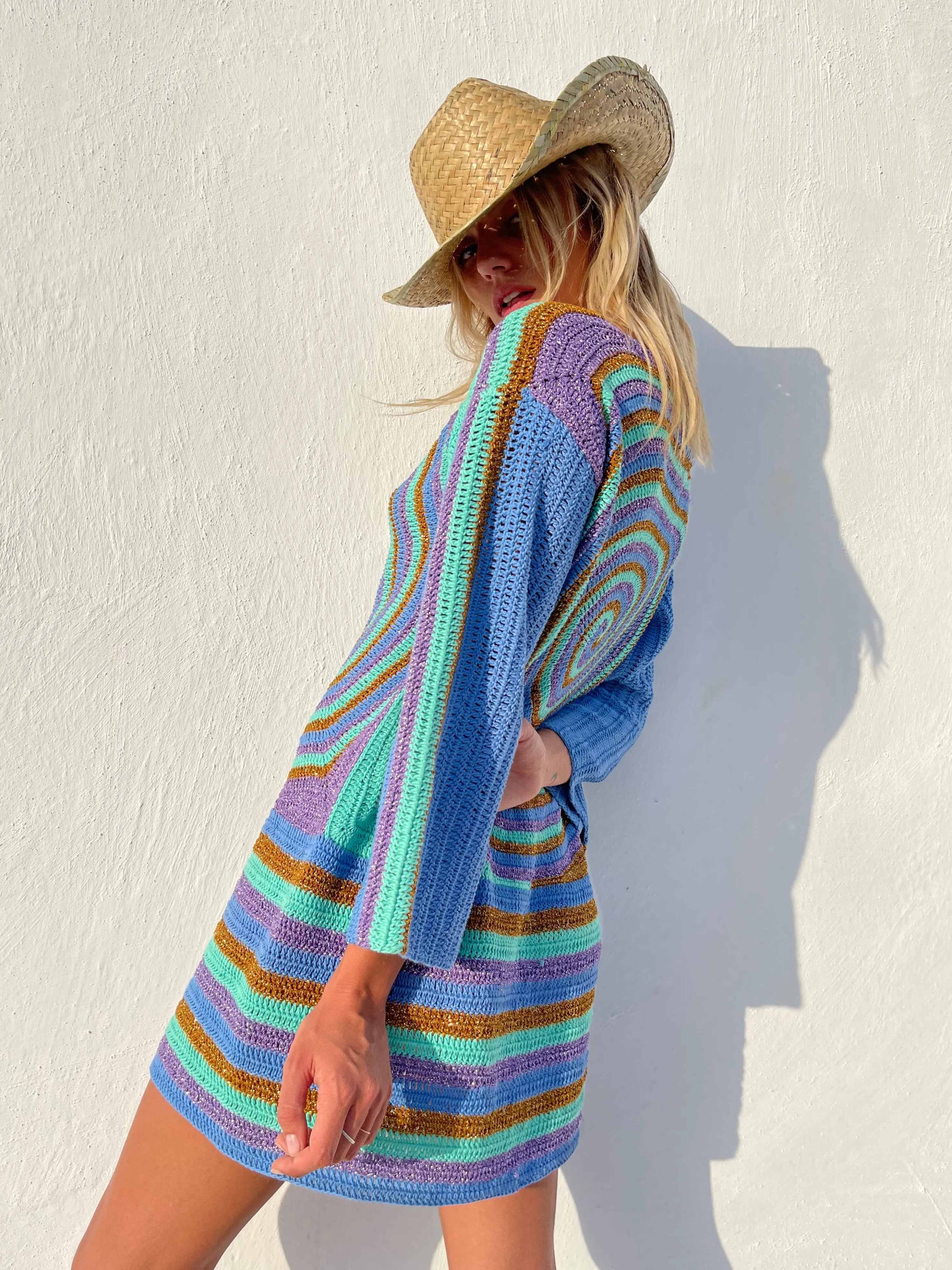 Rose Carmine Iconics|Dresses-LAVANDE SPIRALES DRESS SLEEVES 3/4