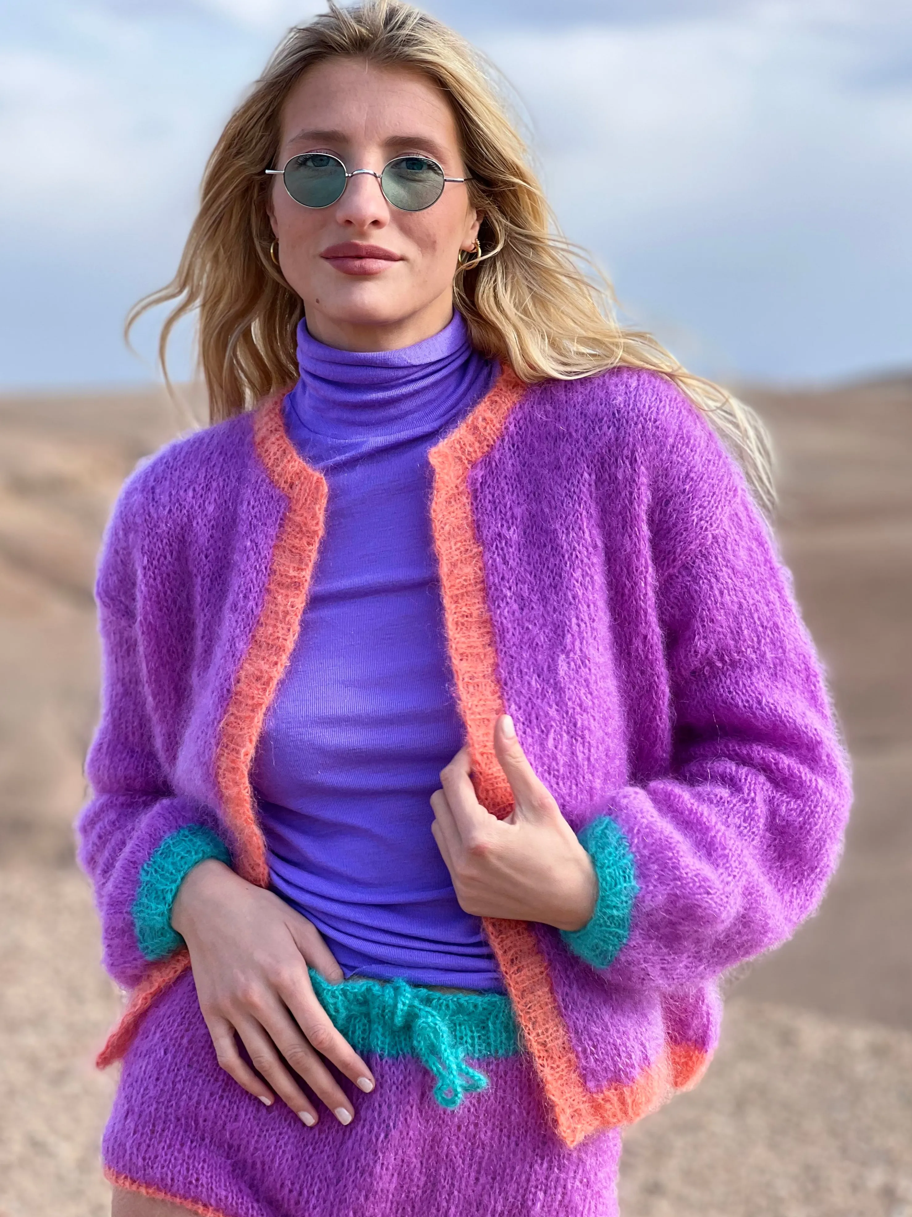 Rose Carmine Jackets-LITTLE JACKET COLORBLOCK LILAS