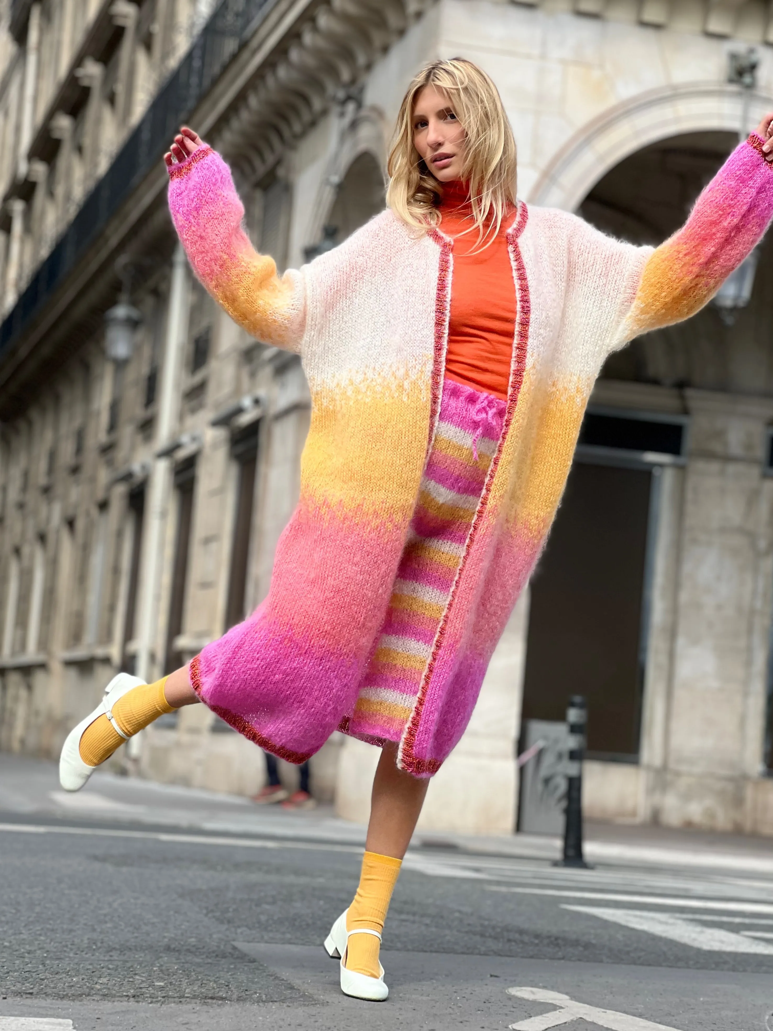 Rose Carmine Coats-COAT TIE&DYE SUNSHINE