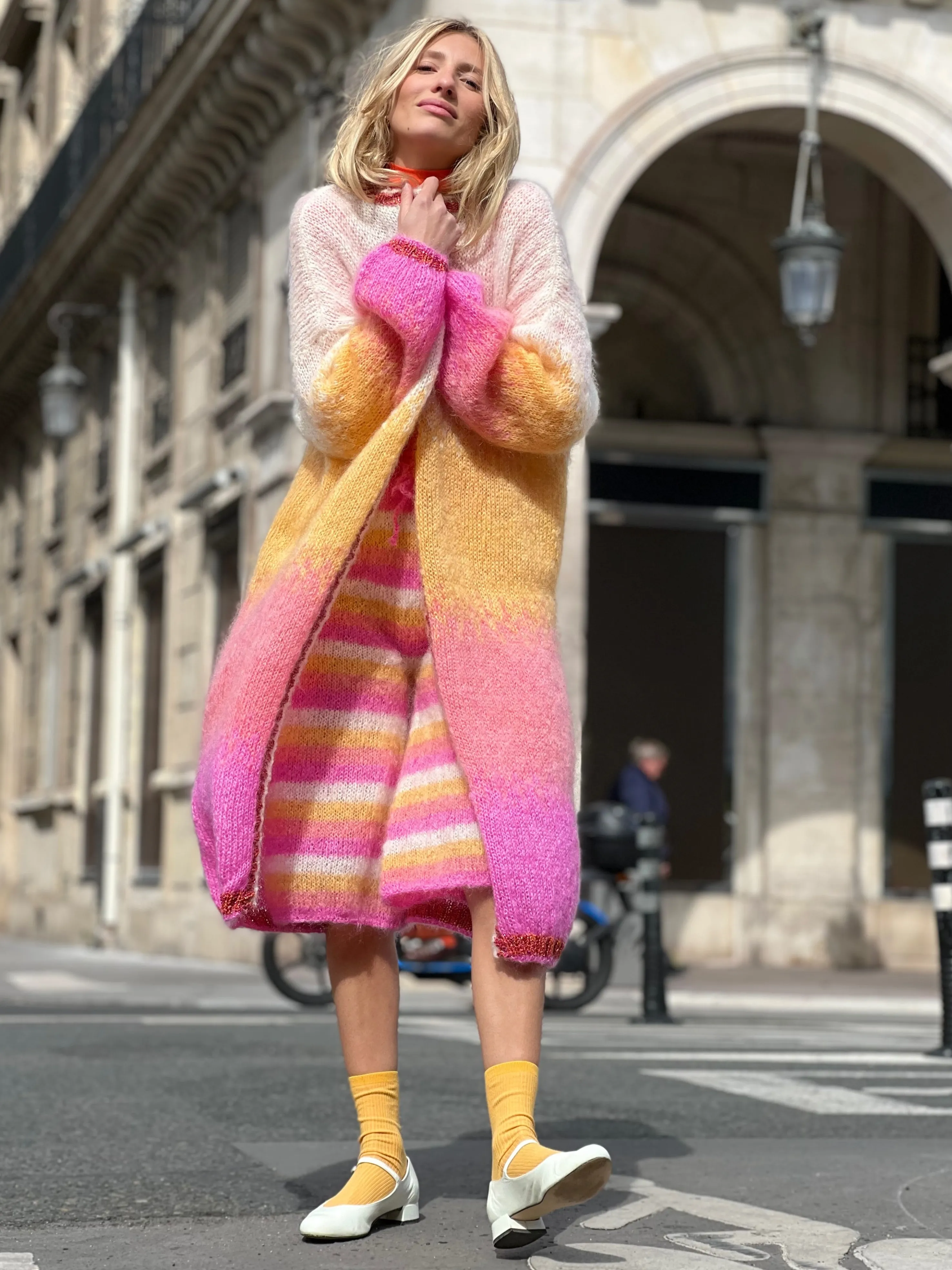 Rose Carmine Coats-COAT TIE&DYE SUNSHINE