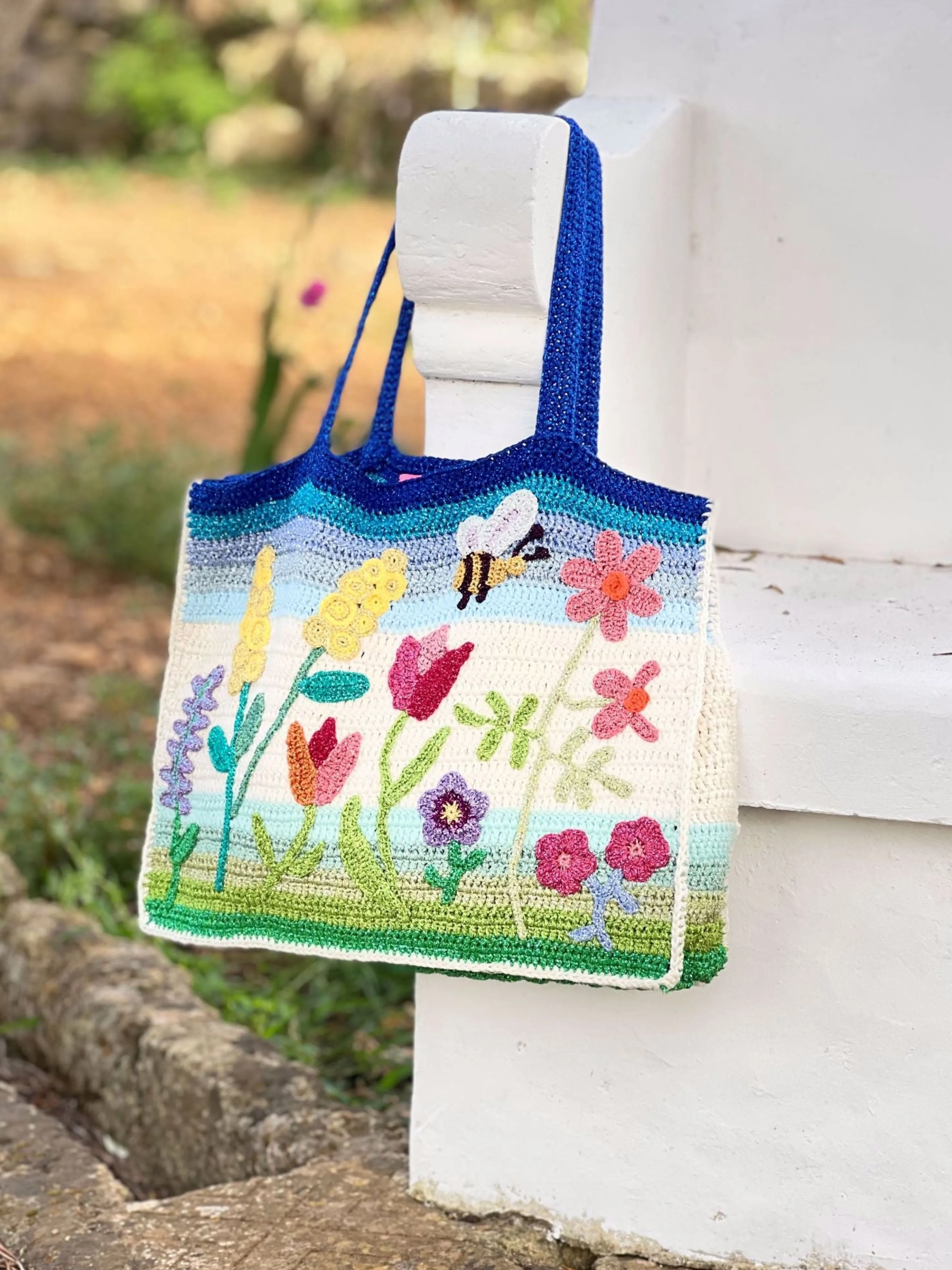 Rose Carmine Accessories-BAG CABAS GARDEN PARTY