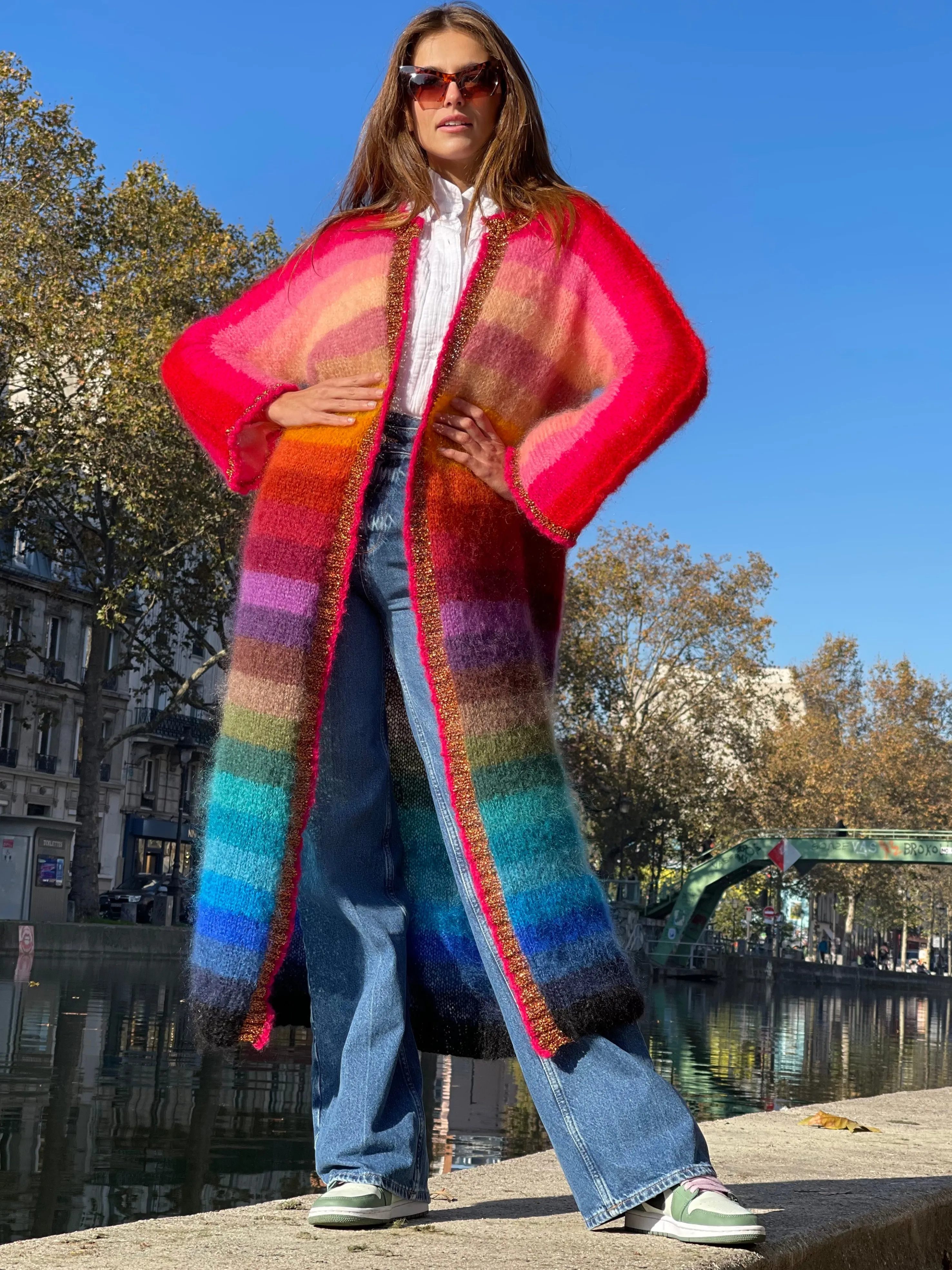 Rose Carmine Iconics|Coats-COAT STRIPES MULTICOLOR