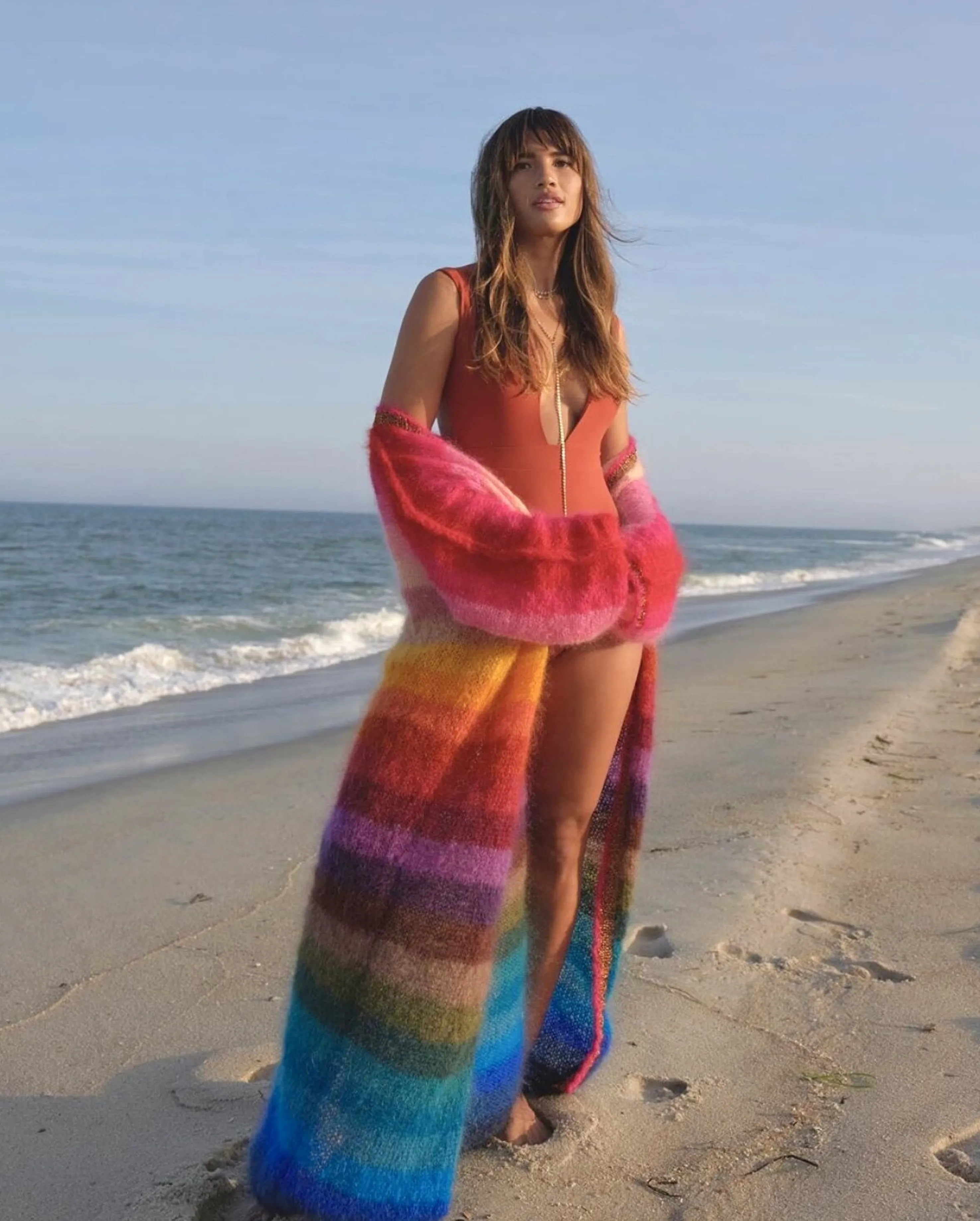 Rose Carmine Iconics|Coats-COAT STRIPES MULTICOLOR