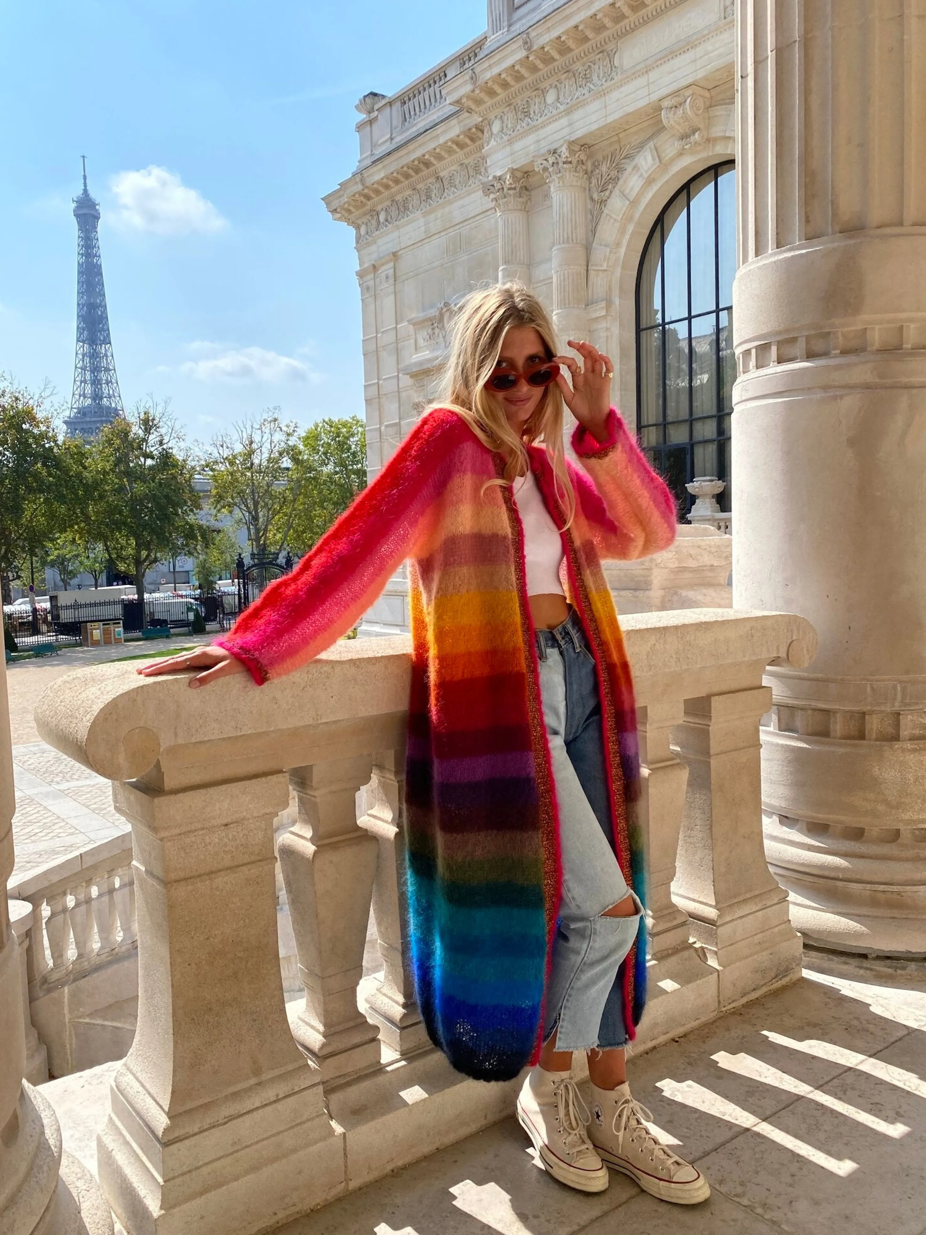 Rose Carmine Iconics|Coats-COAT STRIPES MULTICOLOR