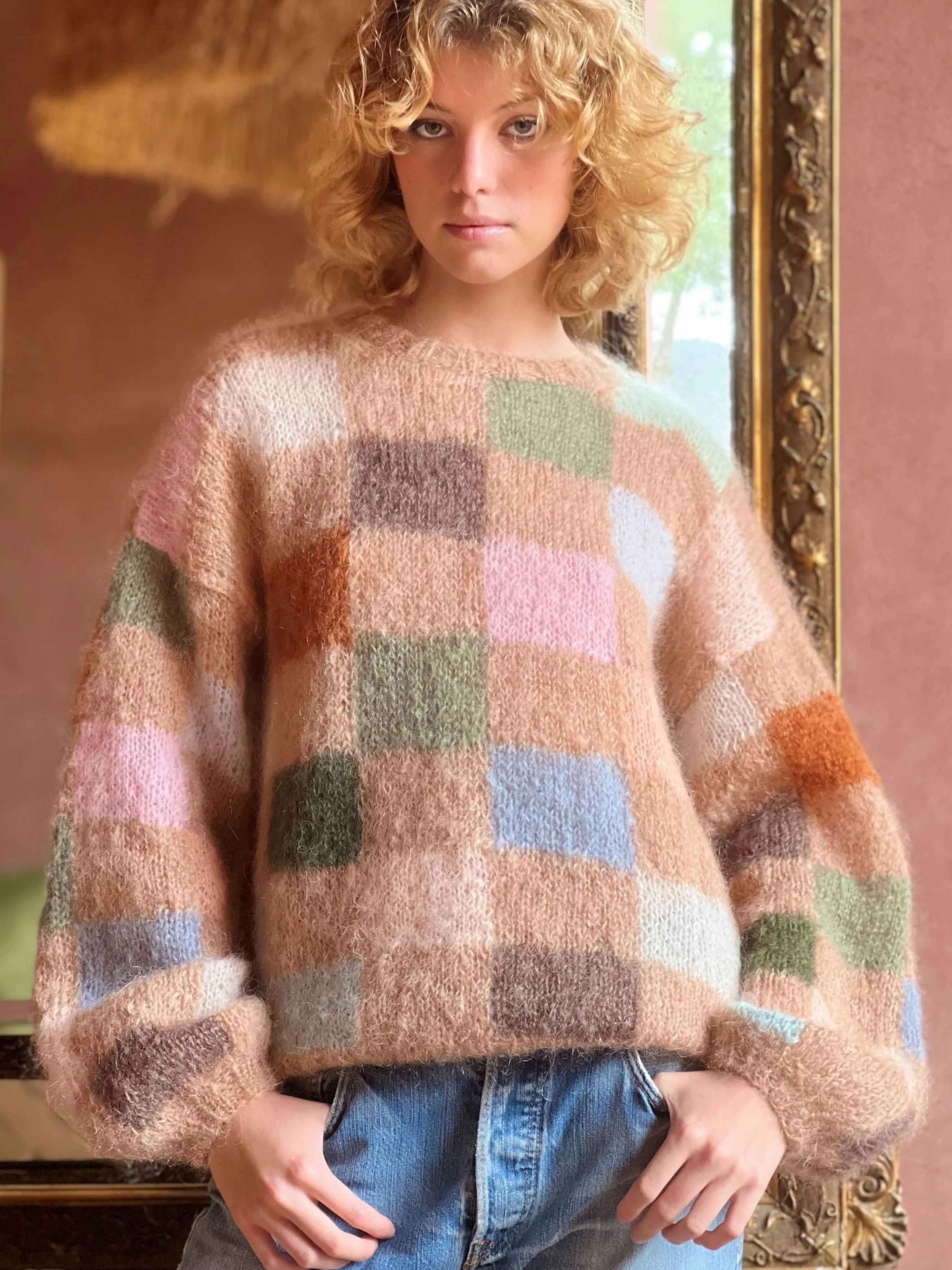 Rose Carmine Sweaters-SWEATER PIXELS BEIGE