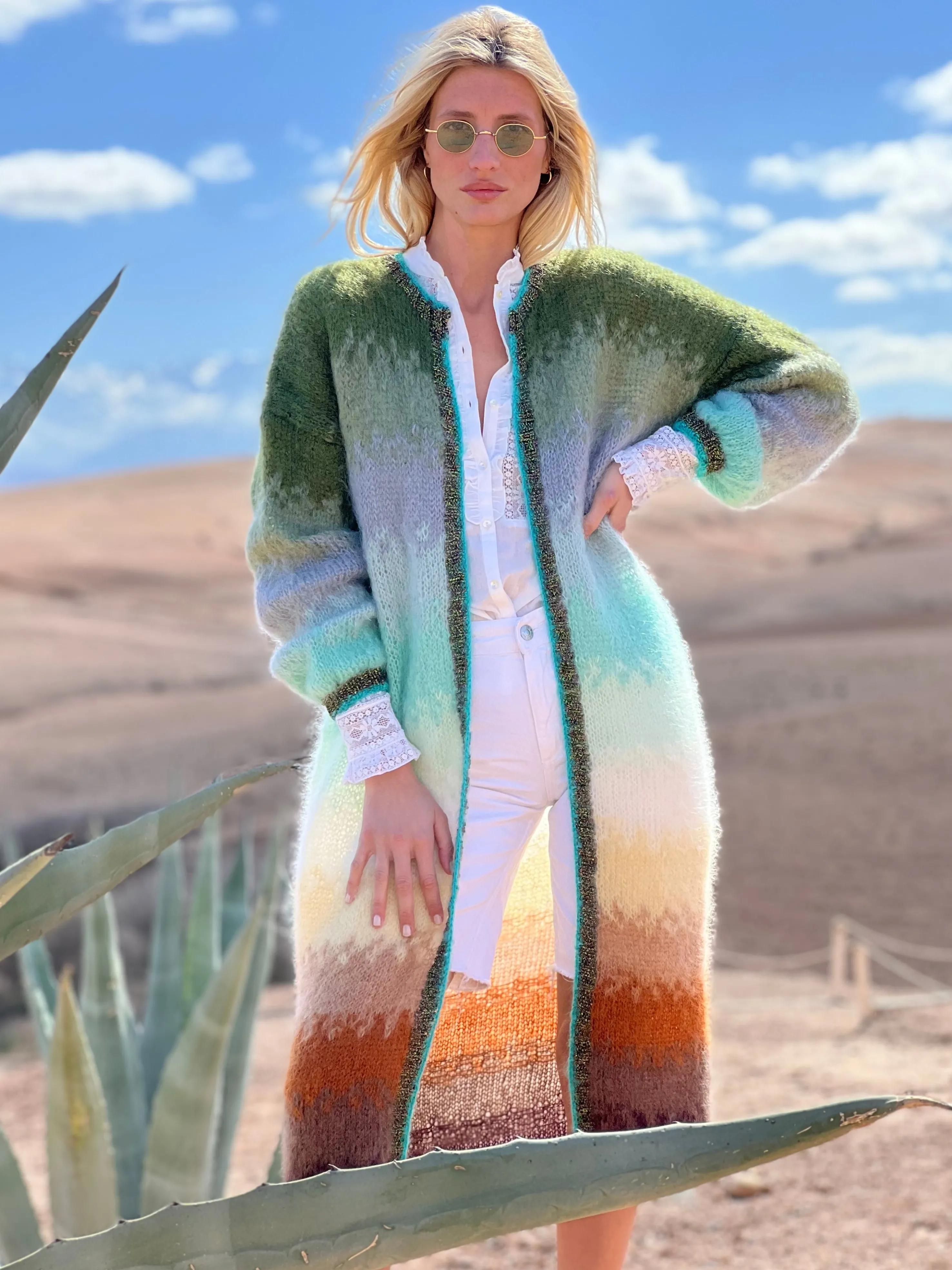 Rose Carmine Iconics|Coats-COAT TIE&DYE 12 COLORS CHOCO / KAKI