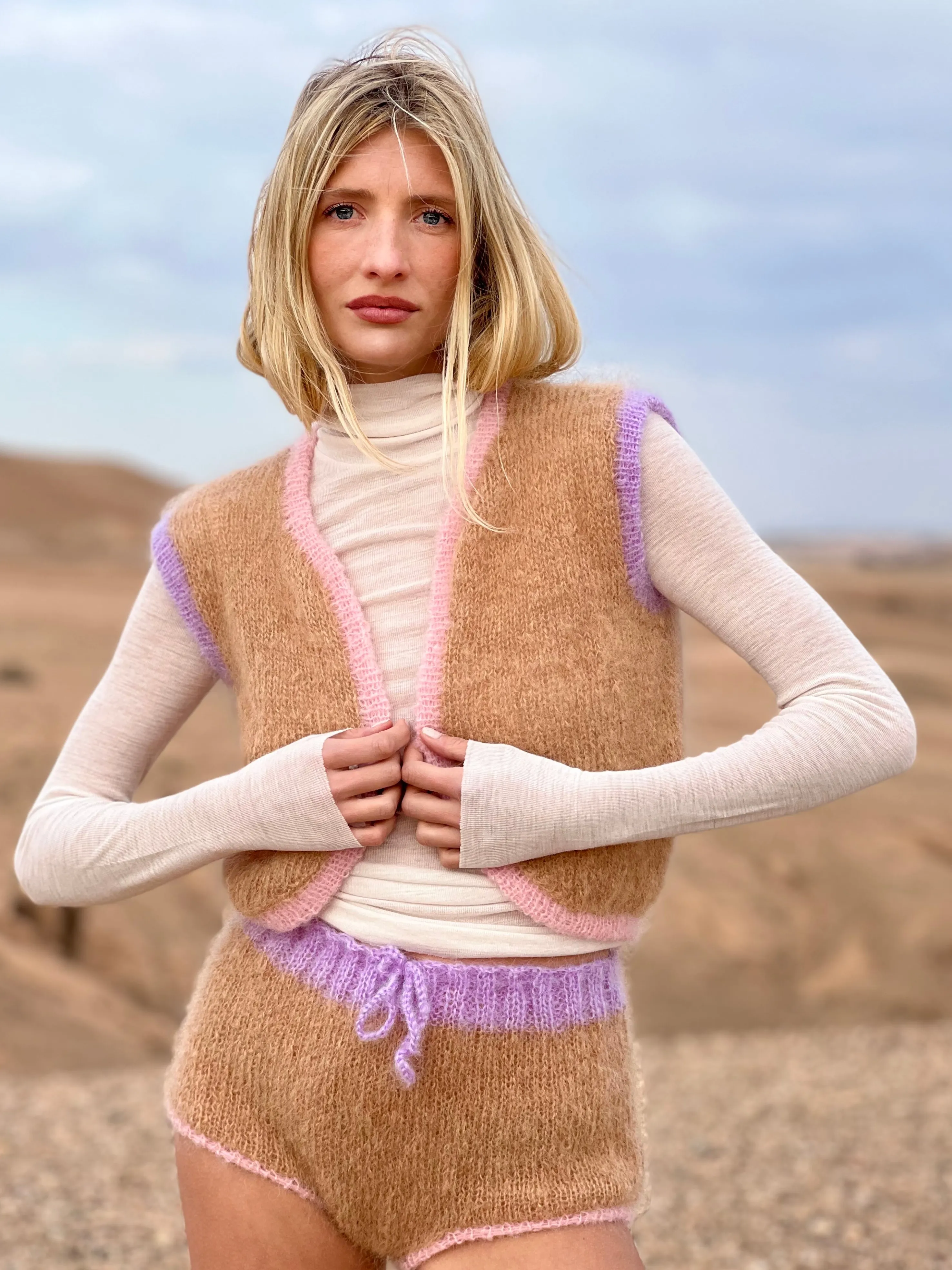 Rose Carmine Boleros-BOLERO COLORBLOCK BEIGE