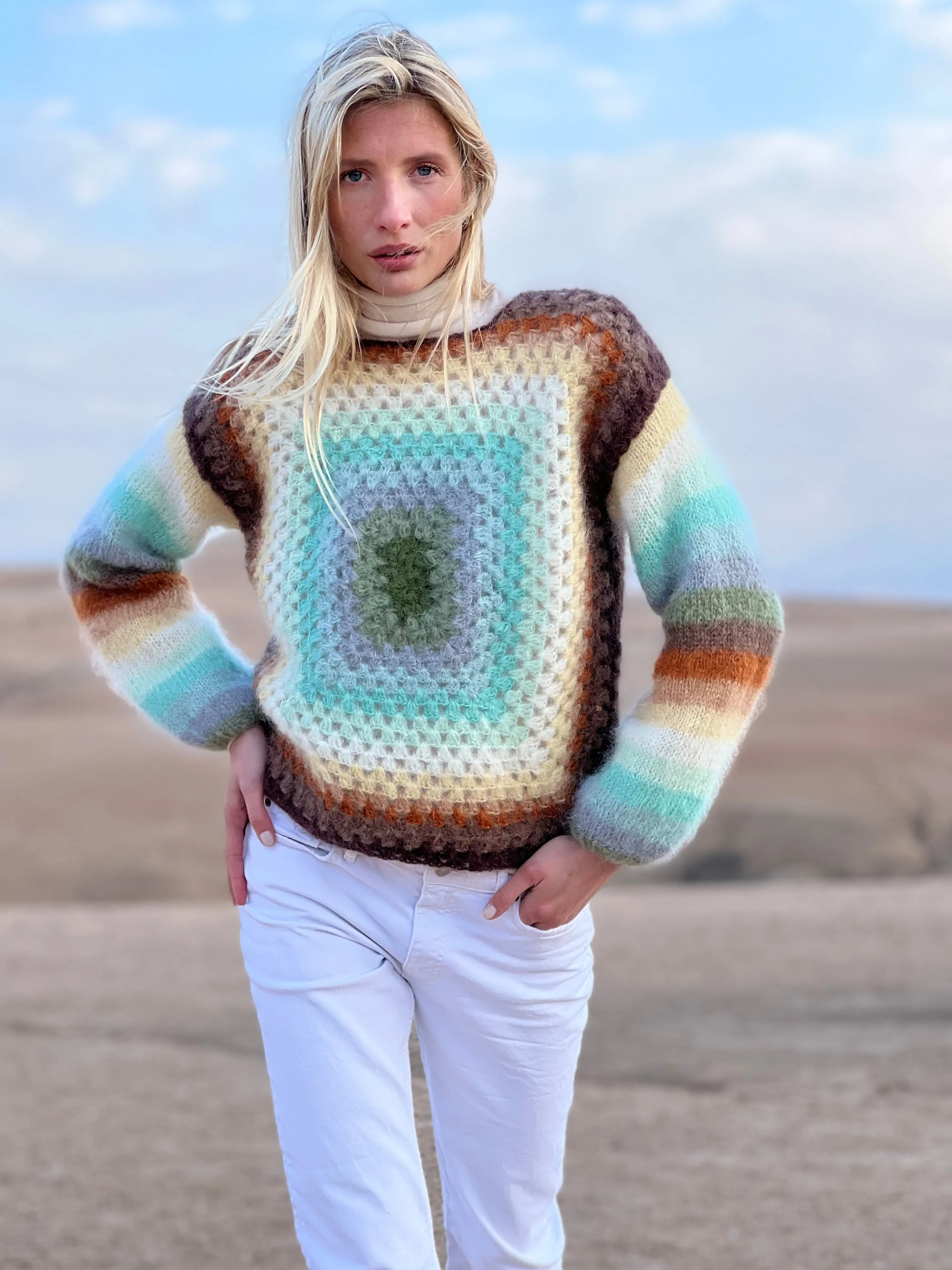 Rose Carmine Sweaters-SWEATER COLORSHOT CHOCO / KAKI