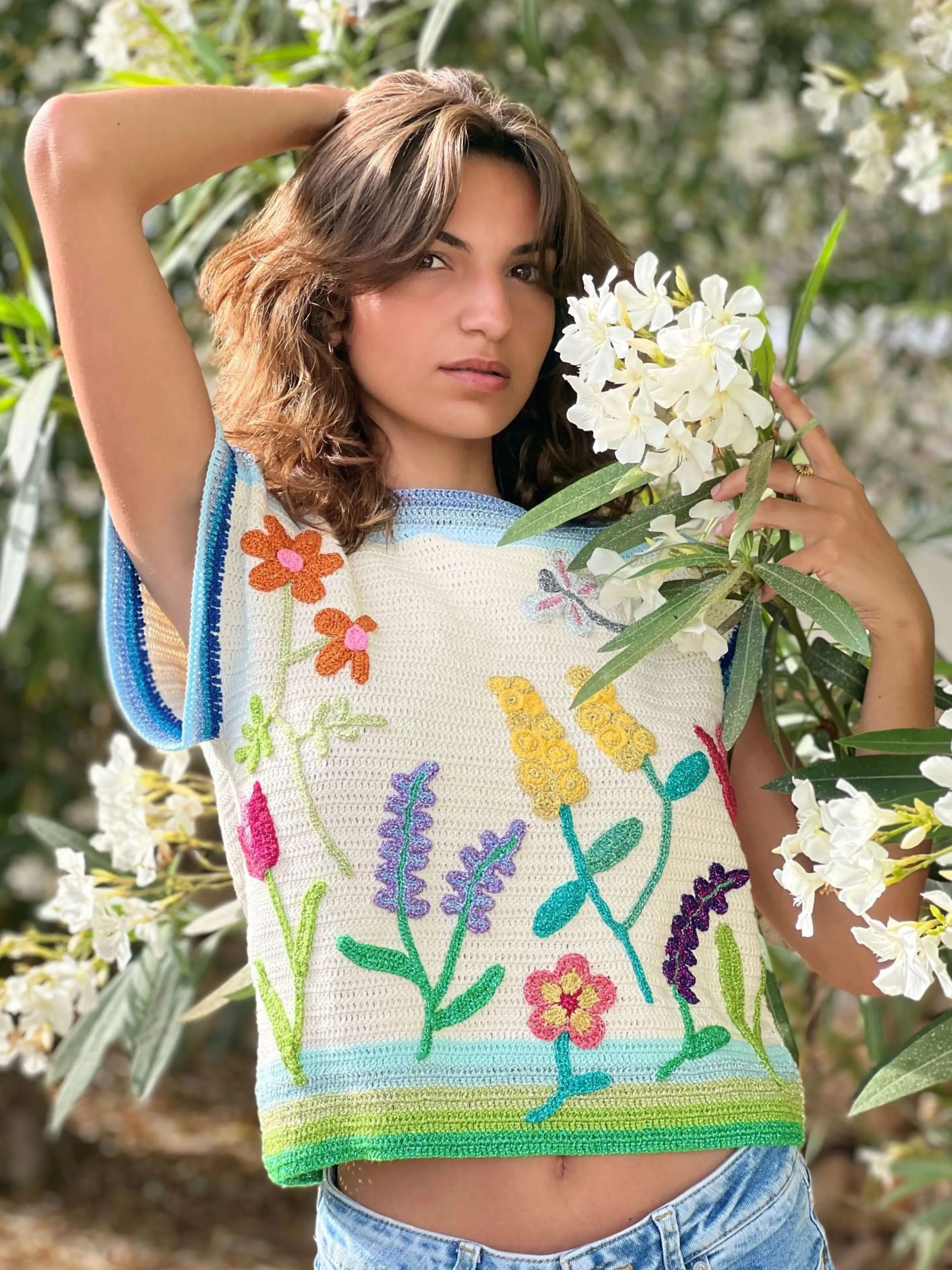 Rose Carmine Tops-TOP GARDEN PARTY