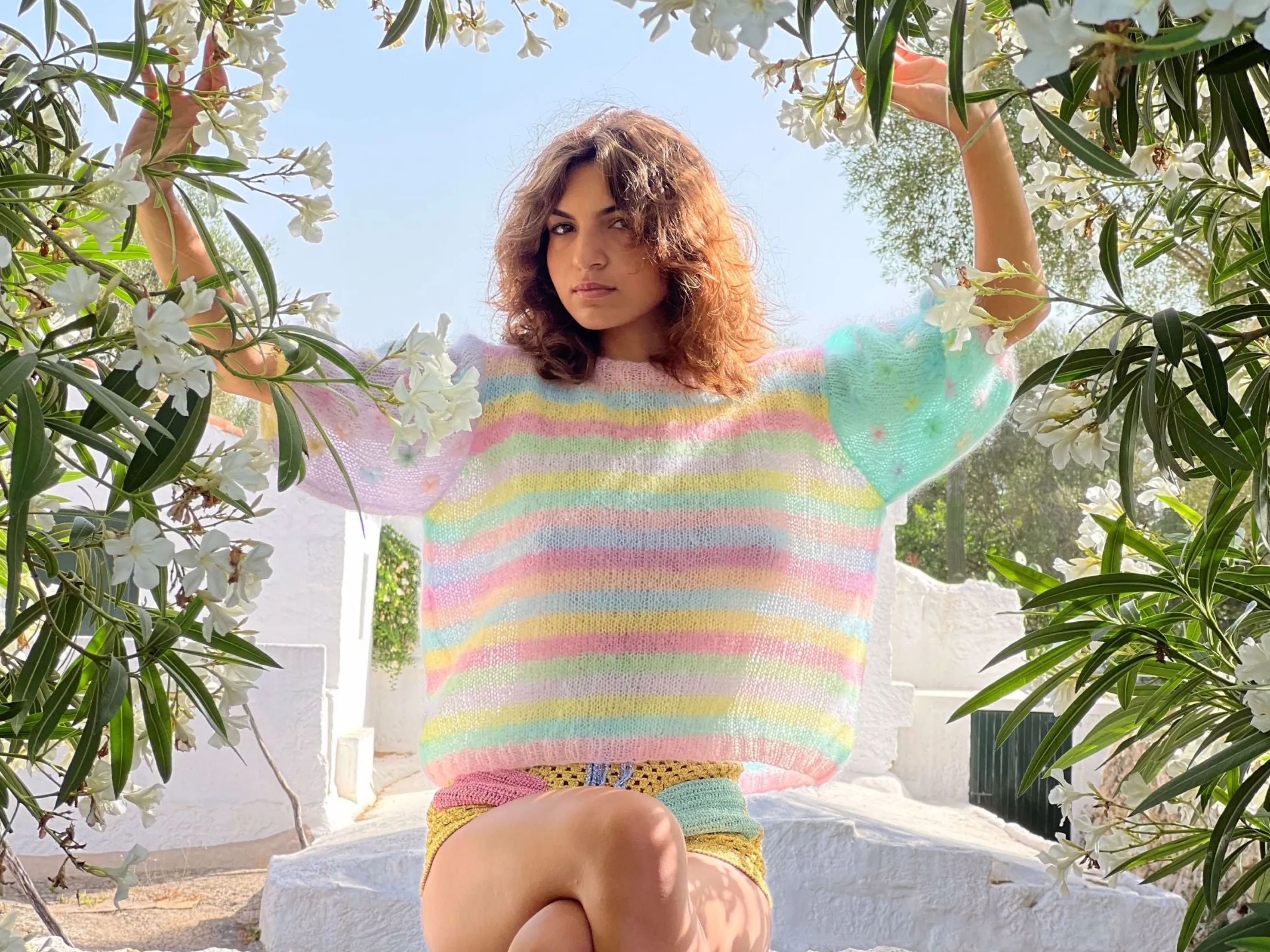 Rose Carmine Sweaters-SWEATER BALLOON STRIPES / STARS PASTELS