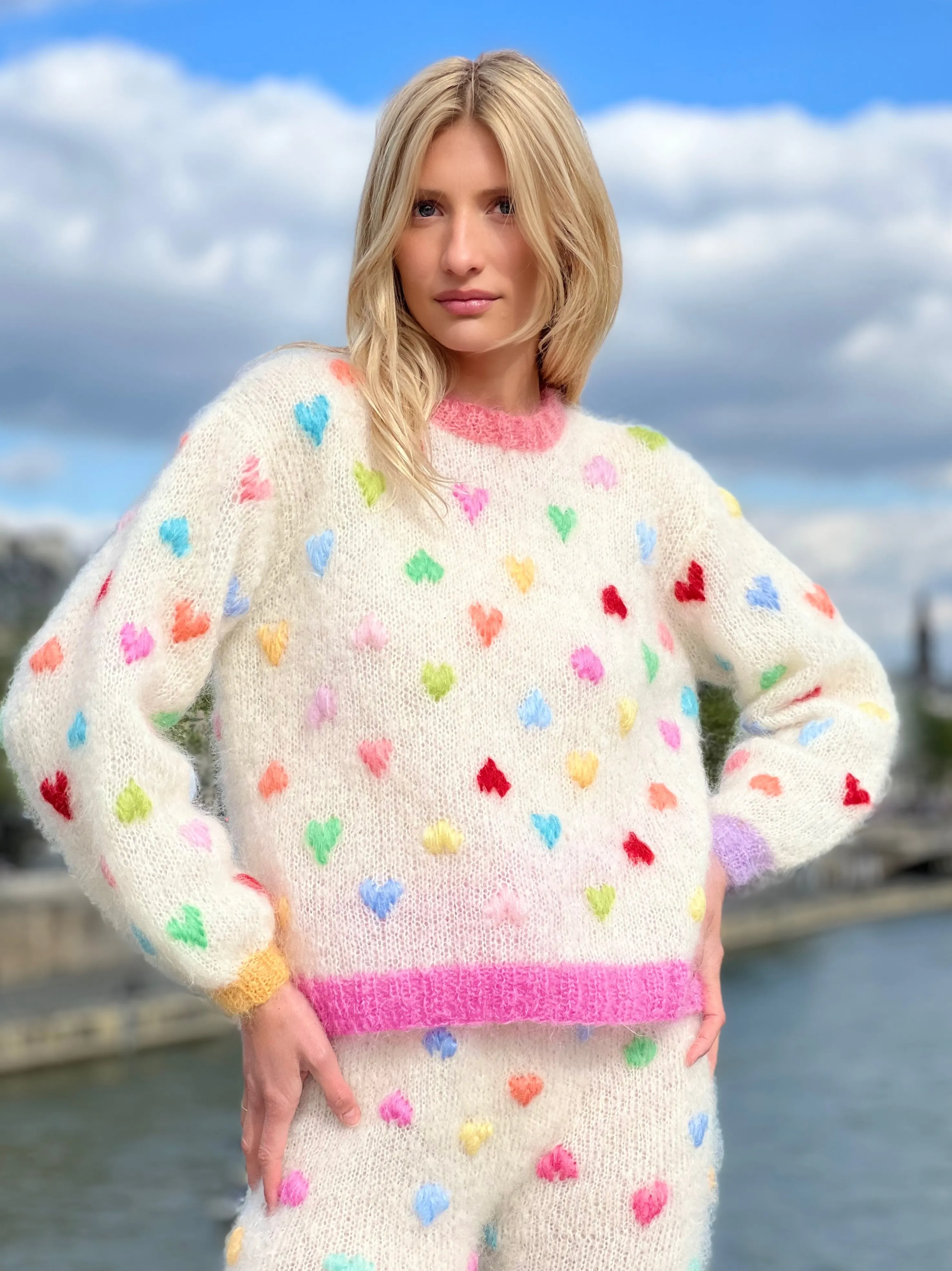 Rose Carmine Sweaters-SWEATER MON AMOUR ECRU